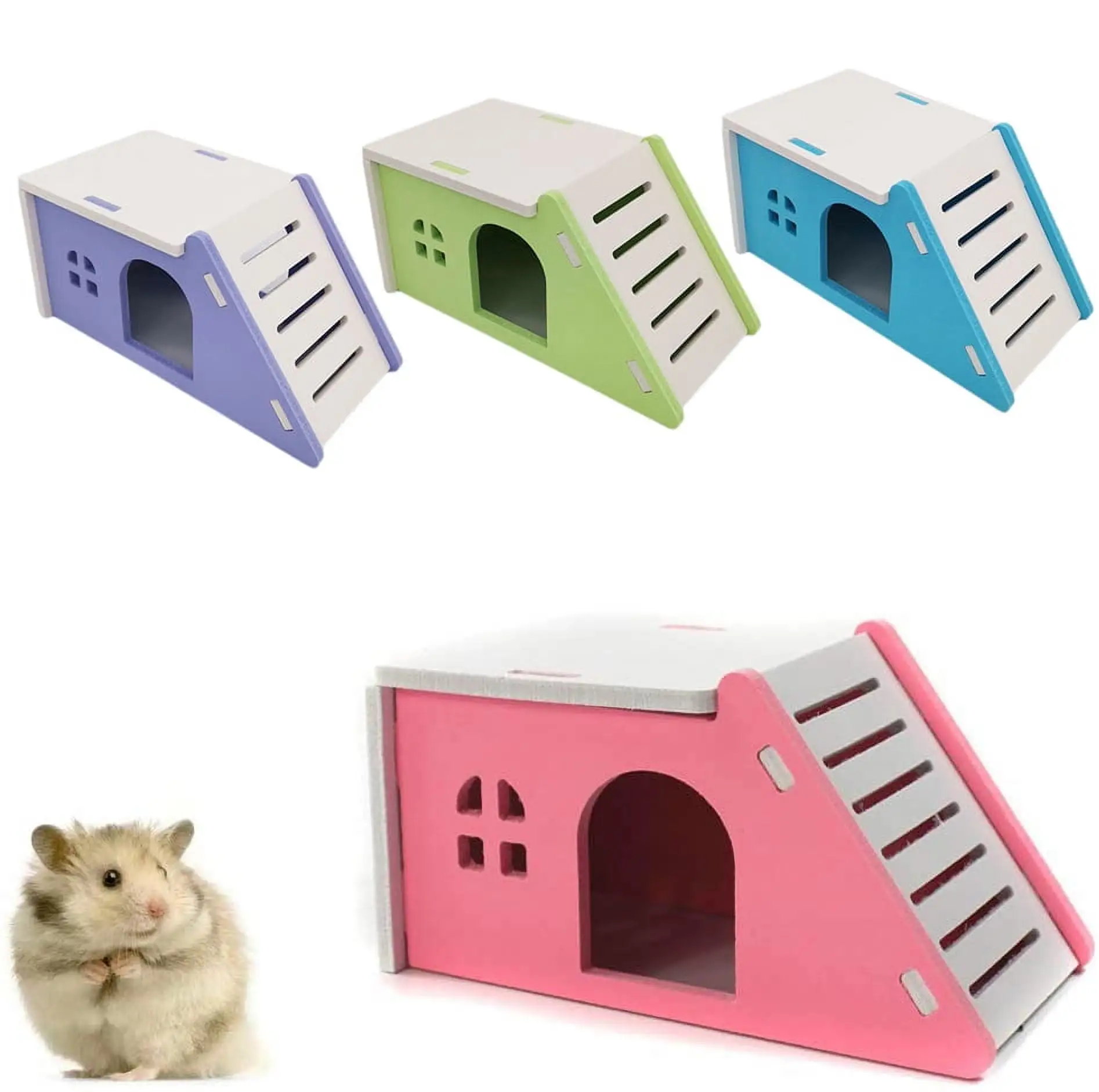 Walbest Hamster Hideout House Wooden Living Hut Exercise Funny Nest Toy for Mouse.Chinchilla.Rat.Gerbil and Dwarf Hamster