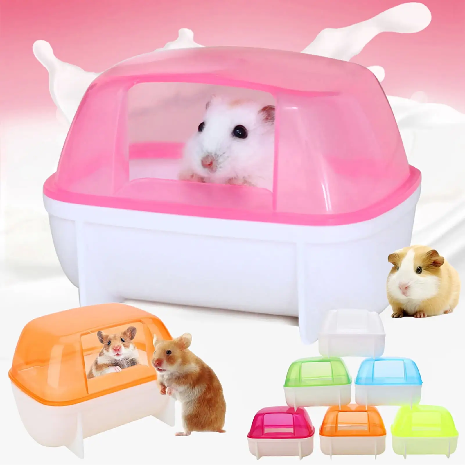 Walbest Hamster House-Small Animal Plastic Hamster Bathroom Bath Sand Room Sauna Toilet Bathtub for Mouse. Syrian Hamster.Chinchilla. Rat. Gerbil and Dwarf Hamster