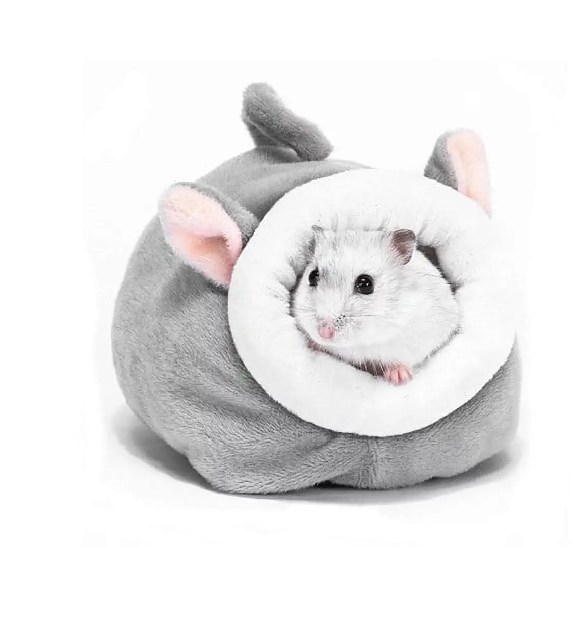 Walbest Hamster Winter Warm Bed House Hideout Small Animals Sleeping Cave Cotton Nest for Rat.Dwarf Hamster.Syrian Hamster (Grey)