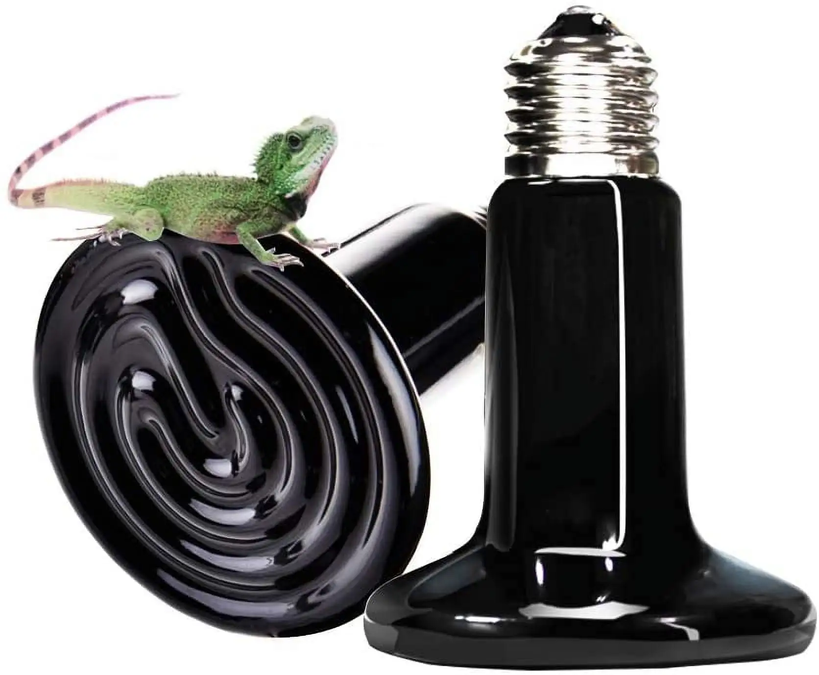 Walbest Infrared Heat Lamp Bulb. 150W Ceramic Heat Emitters Brooder Coop Pet IR Lamp Bulb for Reptile Like Lizard. Tortoise so on. No Light. Black