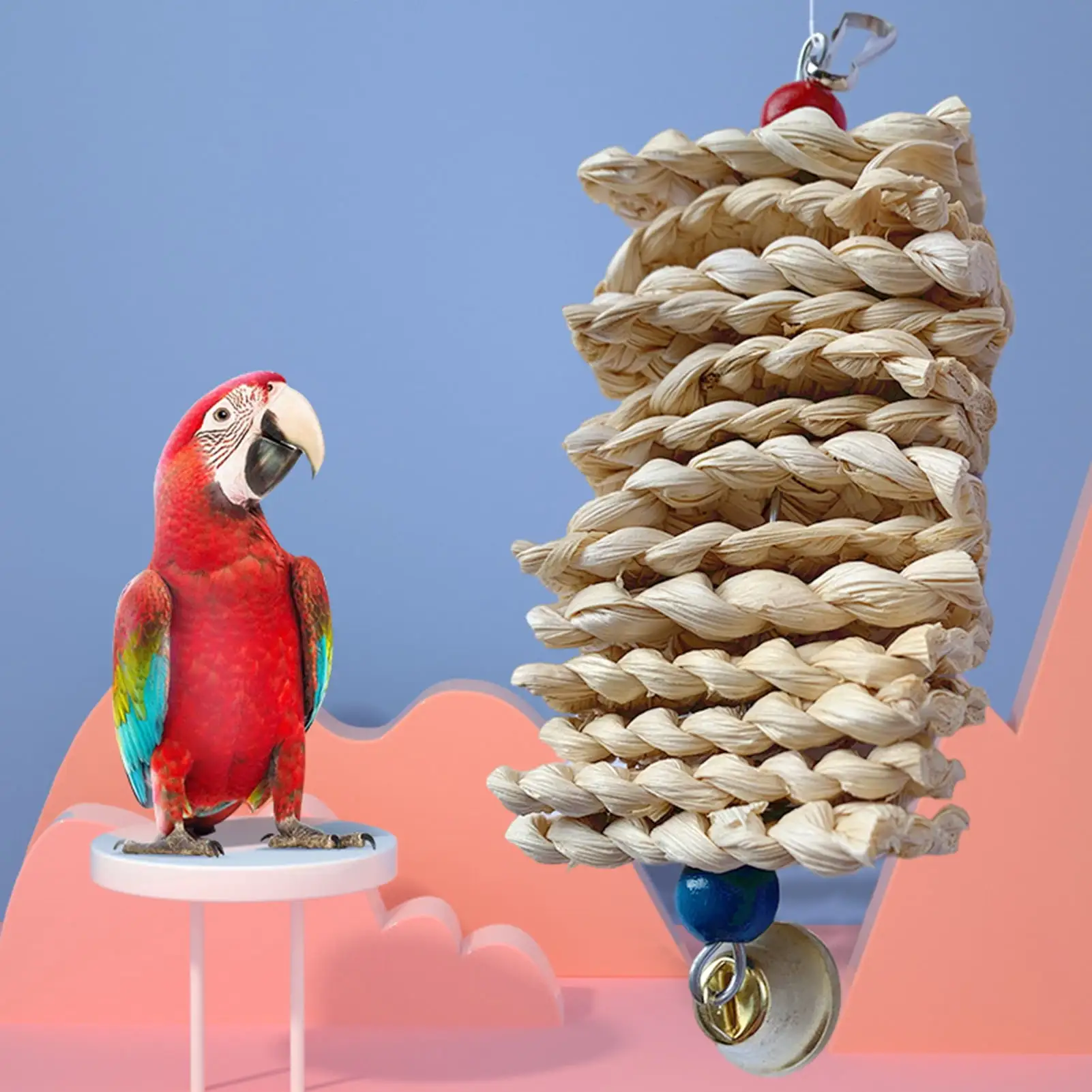 Walbest Parrot Bird Toys. Large Parrot Bird Toys Natural Wood Bird Block Toys Bird Parrot Toy Parrot Toy Hanging Bird Bite Toys. Suitable for Large Medium Parrots and Birds. Size 7.09H x 2.76W