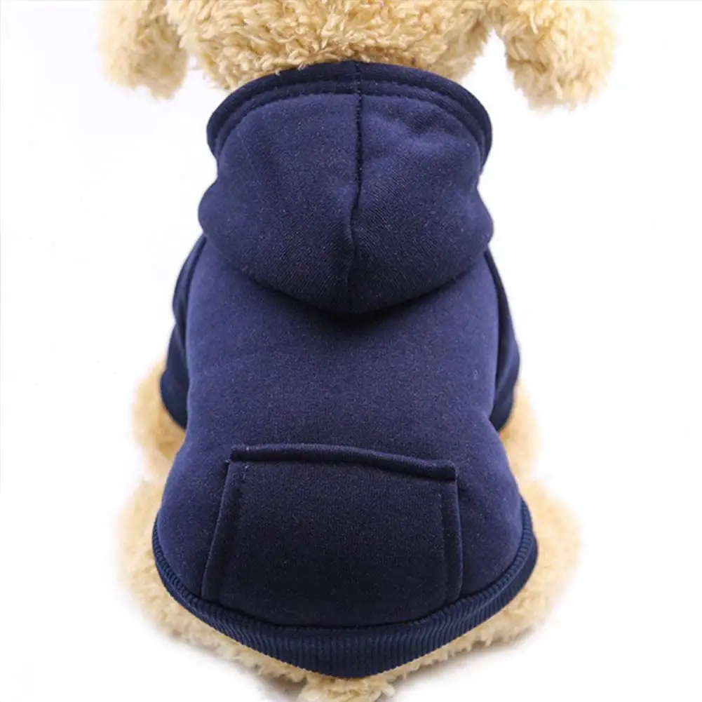 Walbest Winter Dog Hoodie Sweaters with Pockets Warm Dog Clothes for Small Dogs Chihuahua Coat Clothing Puppy cat Custume (Navy. L)