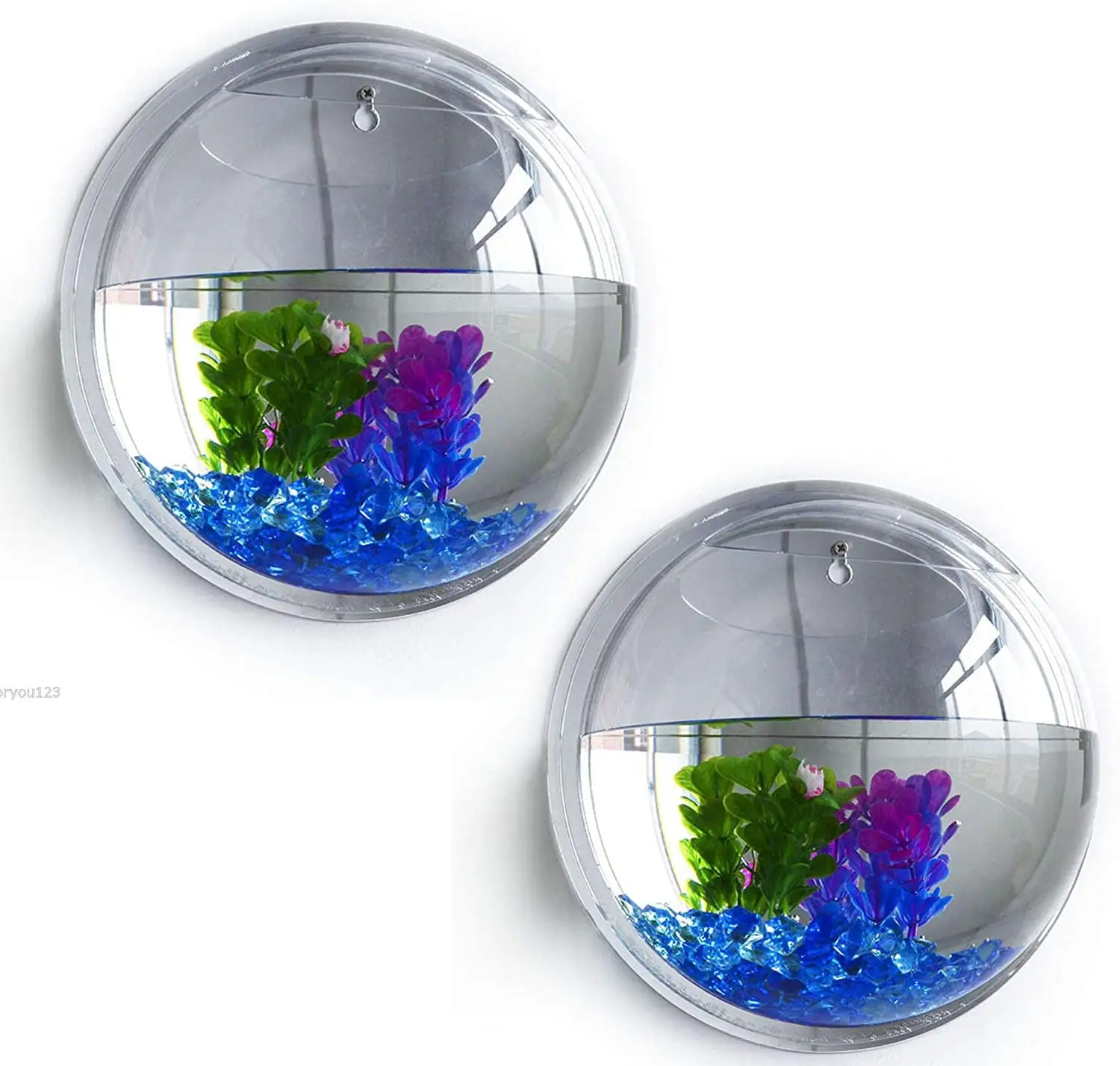 Wall Fish Bowls. Wall Fish Bubble Hanging Clear Acrylic Betta Fish Tank Wall-Mounted Aquarium Wall Plant Pot Decoration Planter