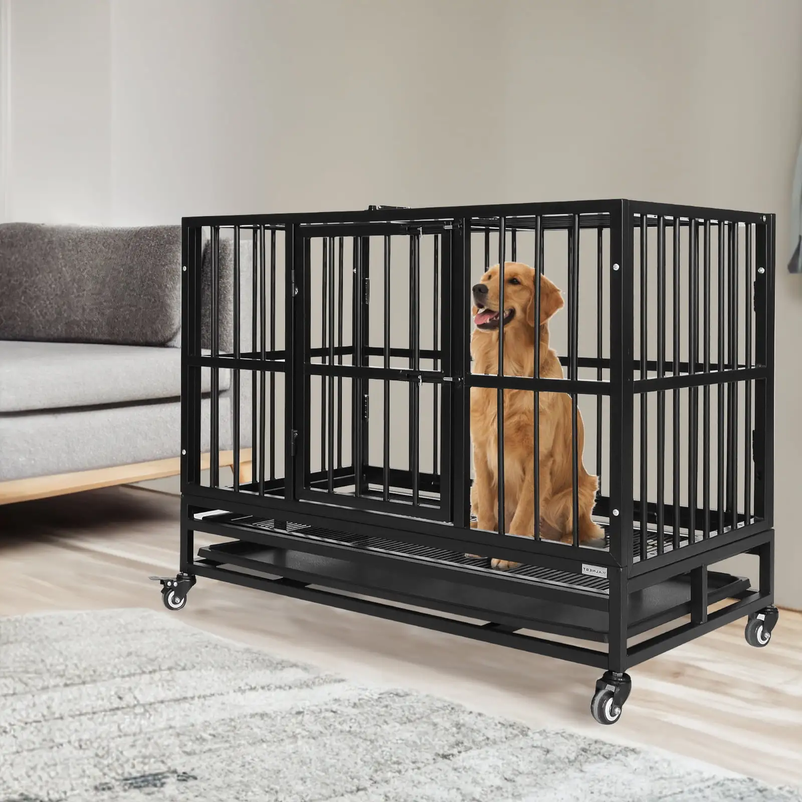 Walnest 36 Medium Heavy Duty Dog Cage Crate Kennel Metal Pet Playpen Portable w/ Tray