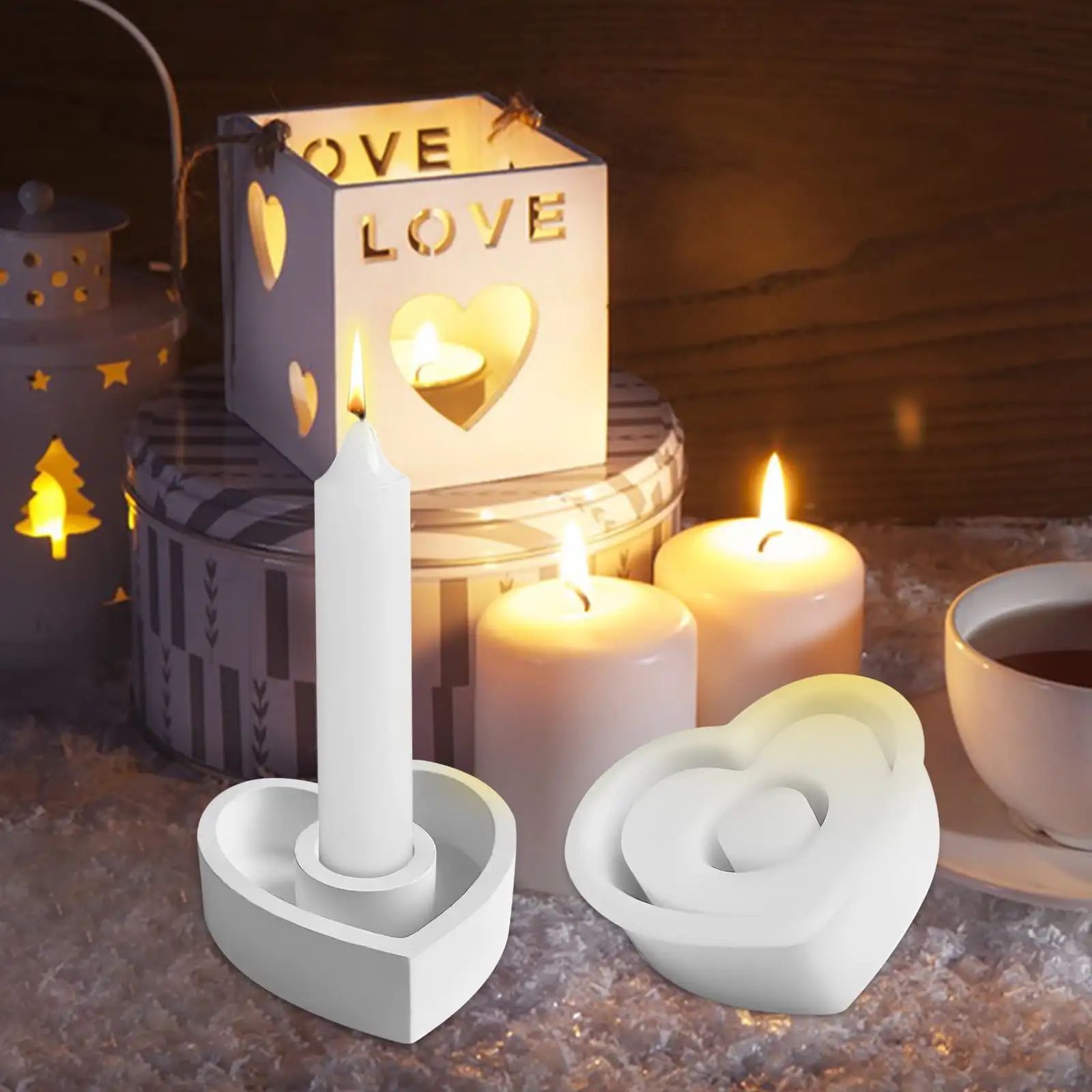 Wamans Silicone Candle Holder Mould. Heart Candle Holder. Tea Light Candle Holder. Silicone Mould. Resin Casting Candle Holder Mould. DIY Candle Holder Holder Clearance Items