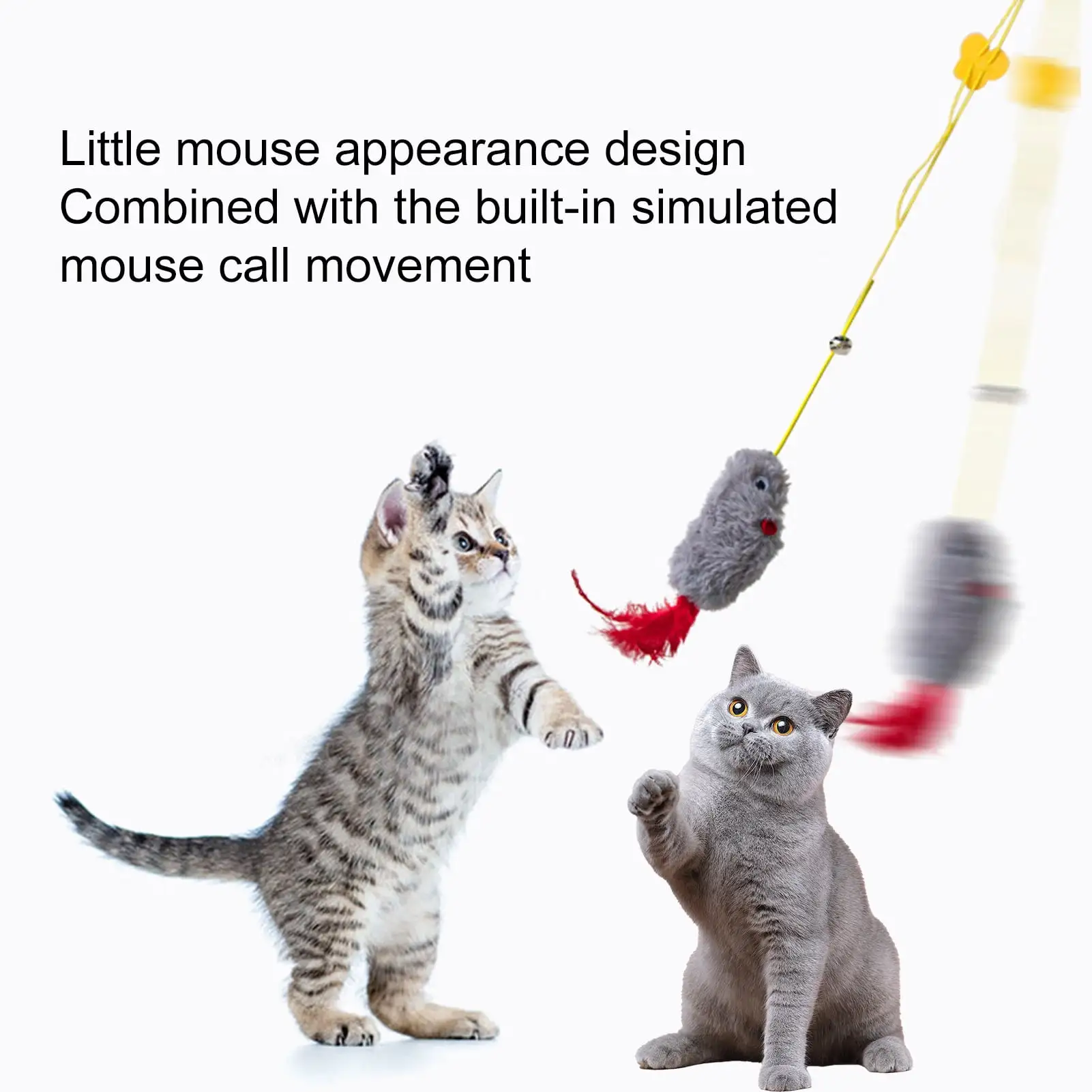 Warkul Cat Toy Interactive Bouncy Feather Teaser Relieve Boredom Hanging Self-Play Cat Toy for Indoor Cats