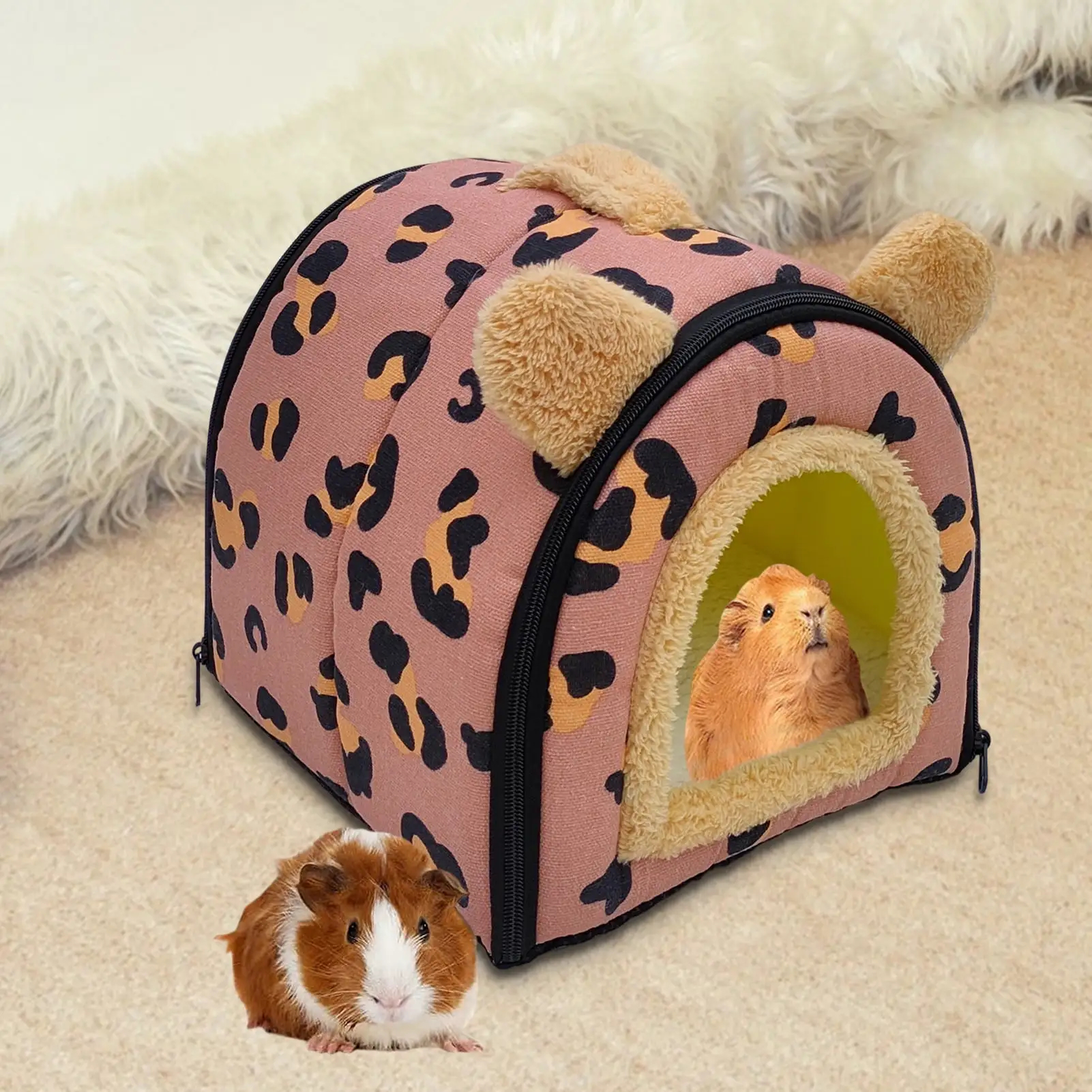 Warkul Hamster Nest Bed Comfortable Winter Warm Full-enclosed Cave Bed for Guinea Pig Hedgehog Squirrel Rats Chinchilla Small Animal House Cage Accessories