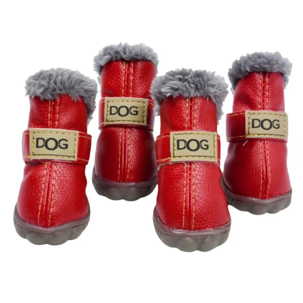 Warm Winter Little Pet Dog Boots Soft Anti-Slip Sole Paw Protectors Small Puppy Shoes 4PCS