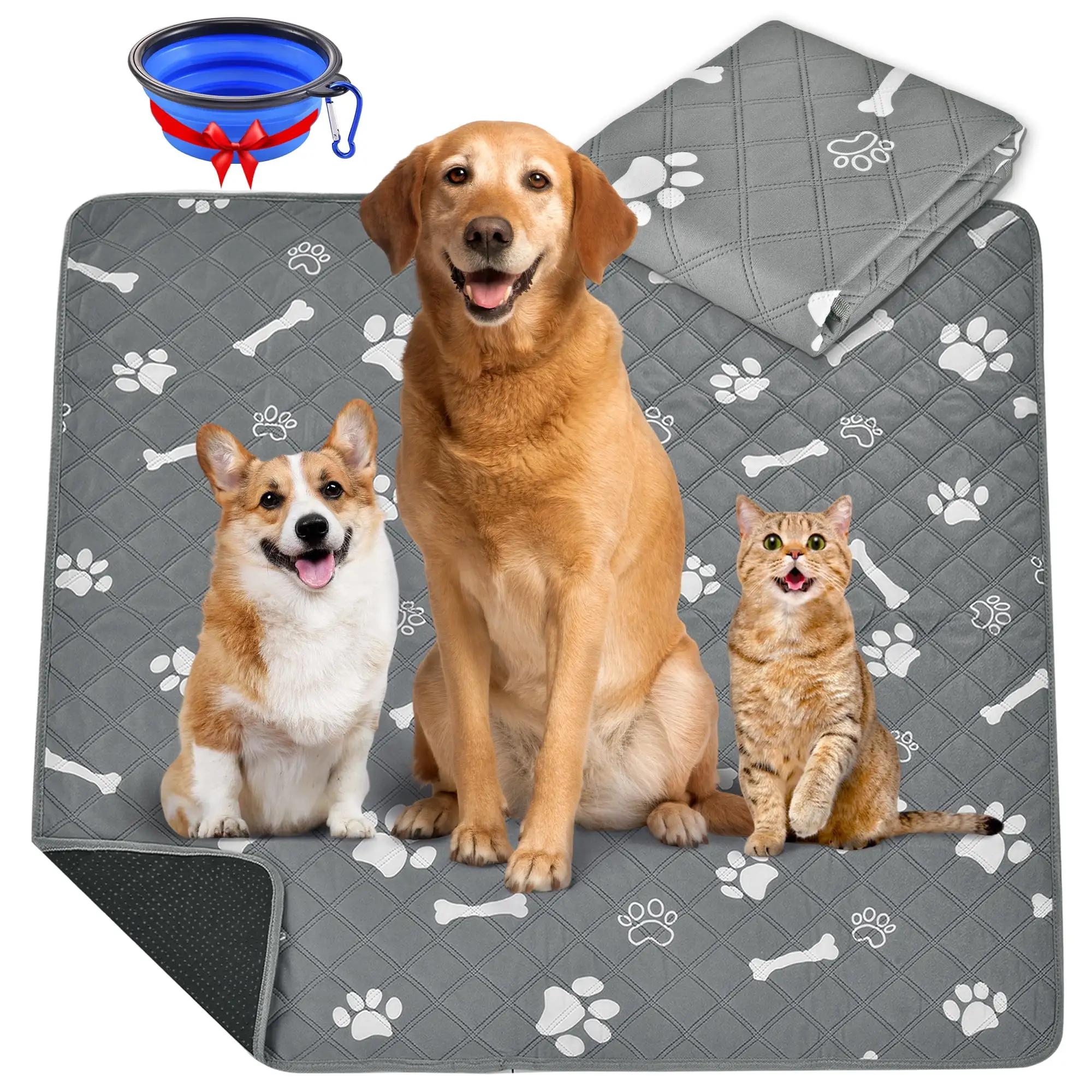 Washable Pee Pads for Dogs. 72 x 72 Dog Pee Pads Extra Large. Non-Slip Dog Training Pads Puppy Pee Pads Reusable Potty Pads Dog Pads for Incontinence. Playpen. Crate. Whelping