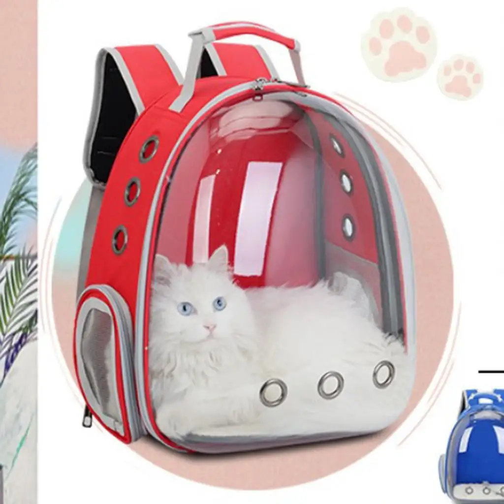 DOLITY Waterproof Cat Backpack Carrier. Bubble Carry Bag. Portable Ventilated Red