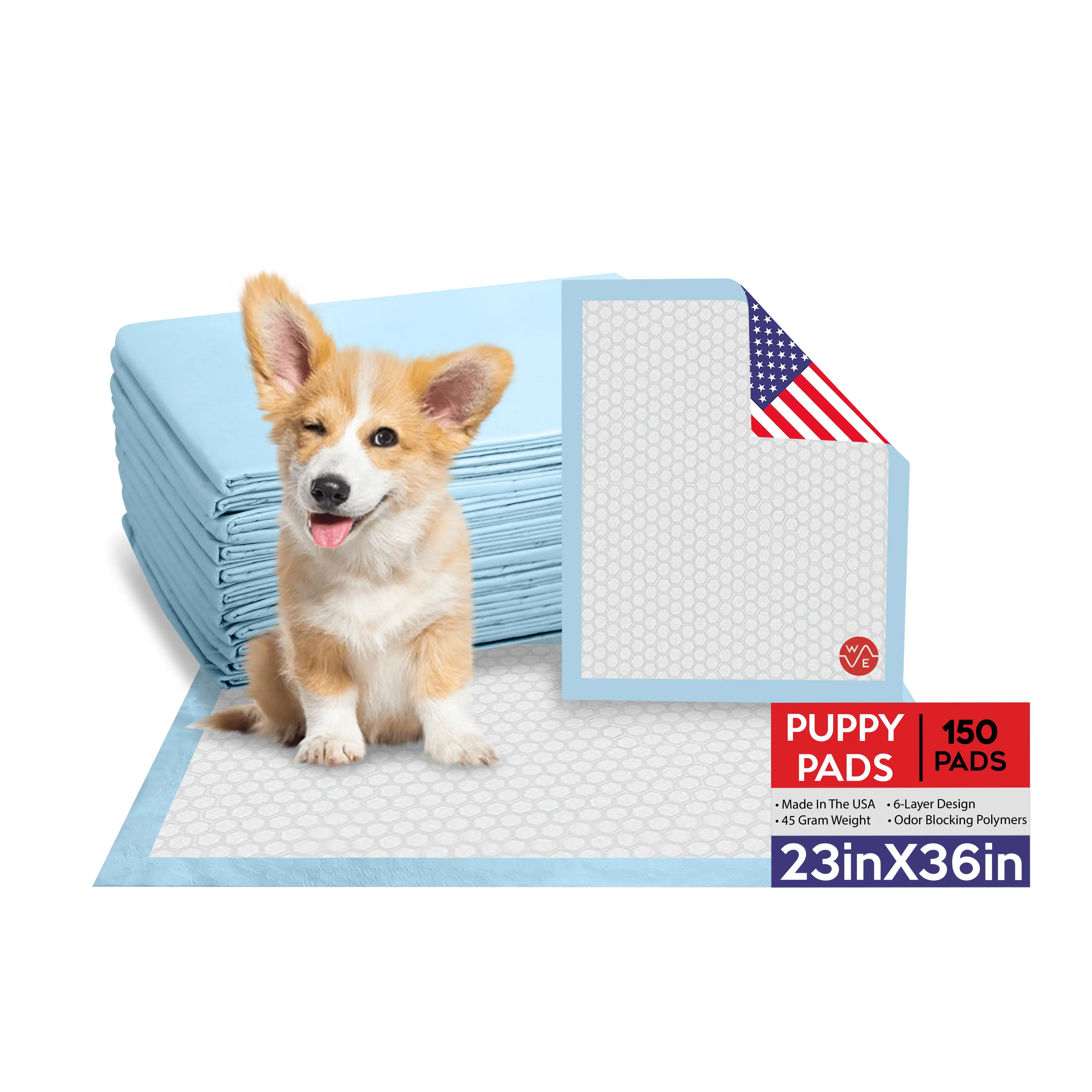 Wave Large 150 Ultra Absorbent Pet Training and Puppy Pads. 23 x 36. Heavy Duty. Quilted. 65 Grams with Odor Blocking. Potty Training Pads for Pets and Puppies