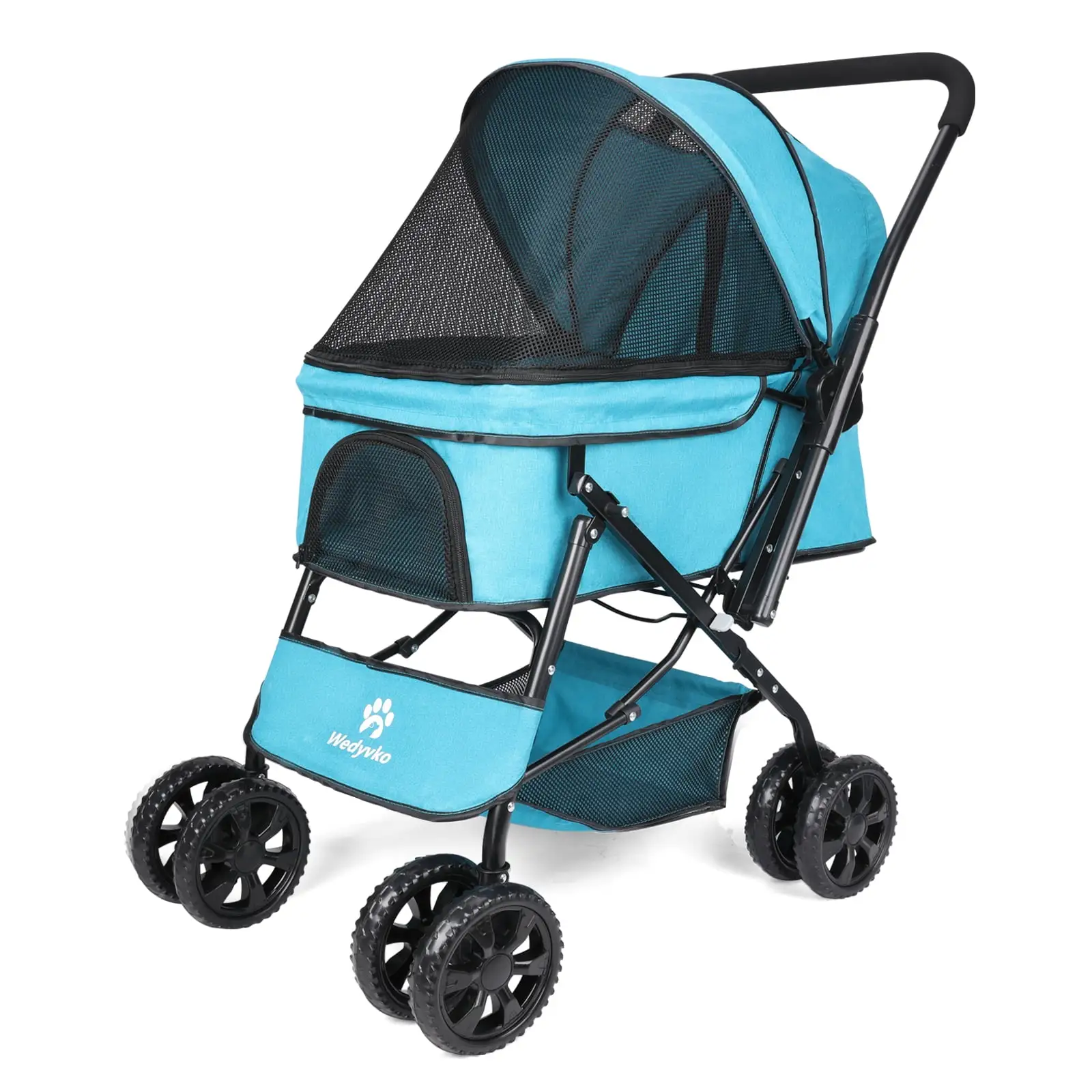 Wedyvko Dog Stroller - Pet Strollers with Reversible Handle for Small Medium Dogs with Mesh Windows. Removable Liner (Jewelry Blue)