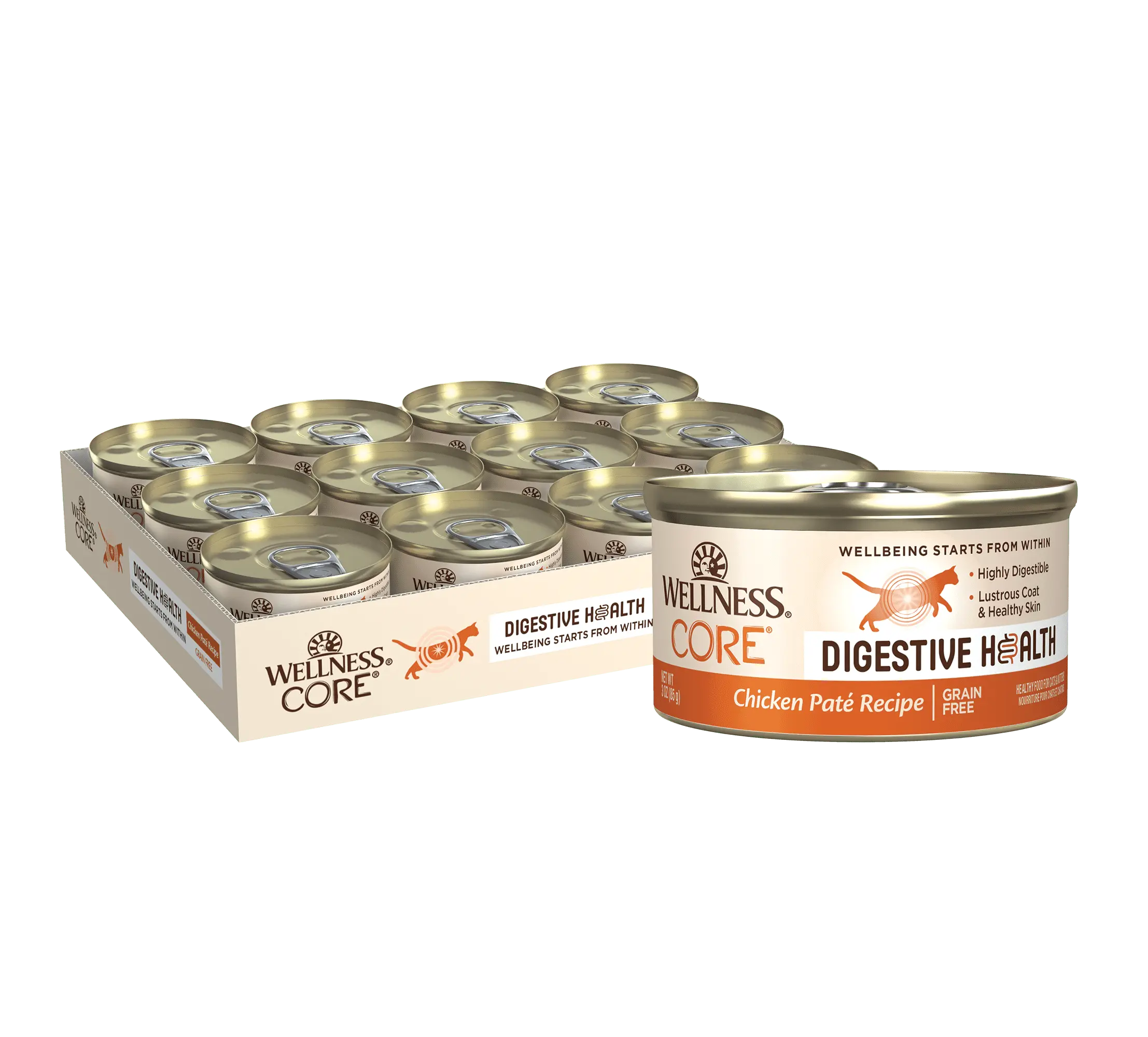 Wellness CORE Digestive Health Chicken Pate Wet Cat Food. 3 Ounce Can (Pack of 12)