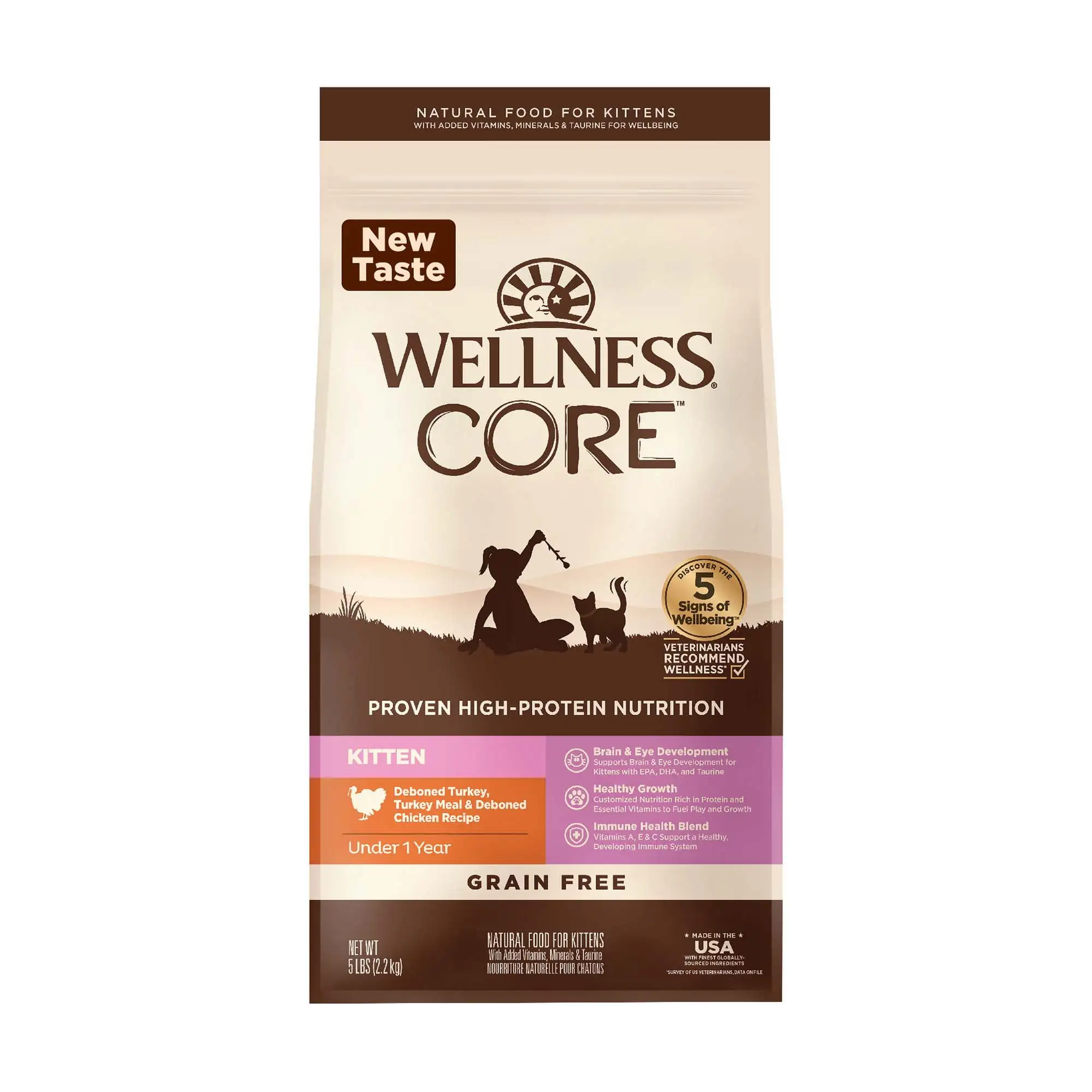 Wellness CORE Grain-Free Kitten Formula Dry Cat Food. 5 Pound Bag