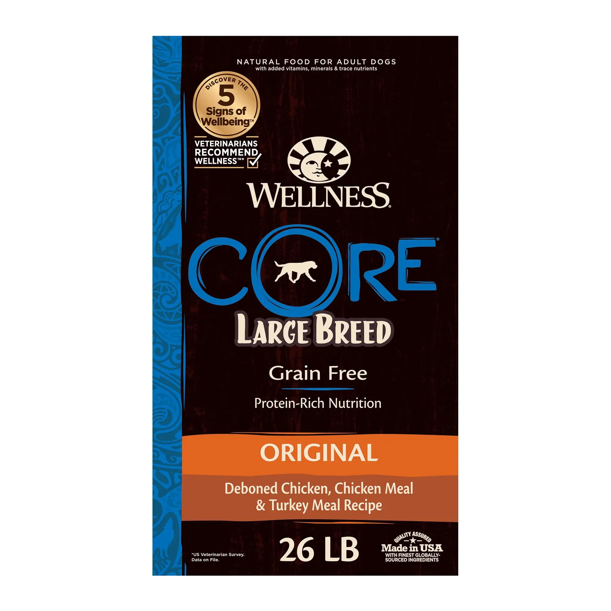 Wellness CORE Natural Grain Free Dry Dog Food. Large Breed Recipe. 26-Pound Bag