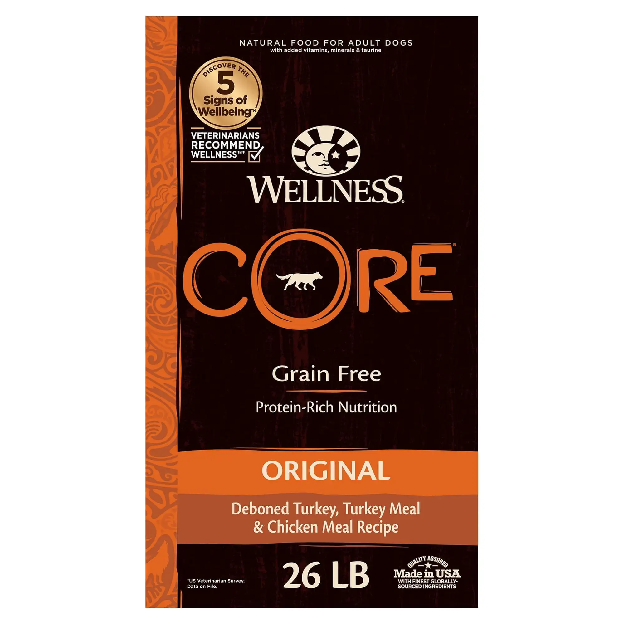 Wellness CORE Natural Grain Free Dry Dog Food. Original Turkey & Chicken. 26-Pound Bag