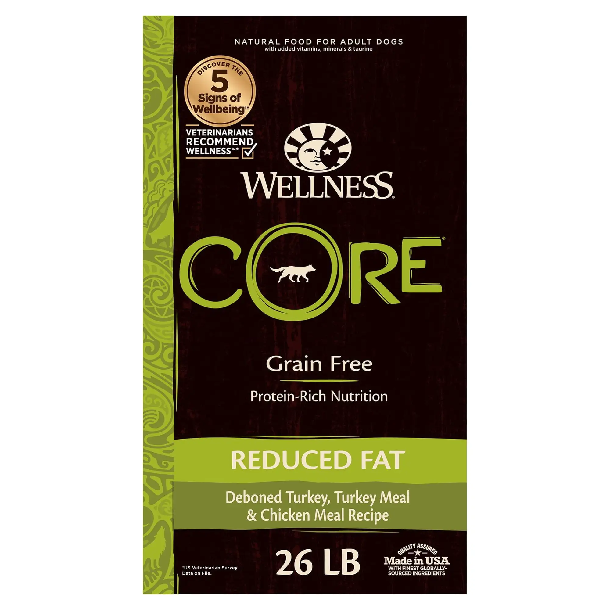 Wellness CORE Natural Grain Free Dry Dog Food. Reduced Fat Recipe. 26-Pound Bag