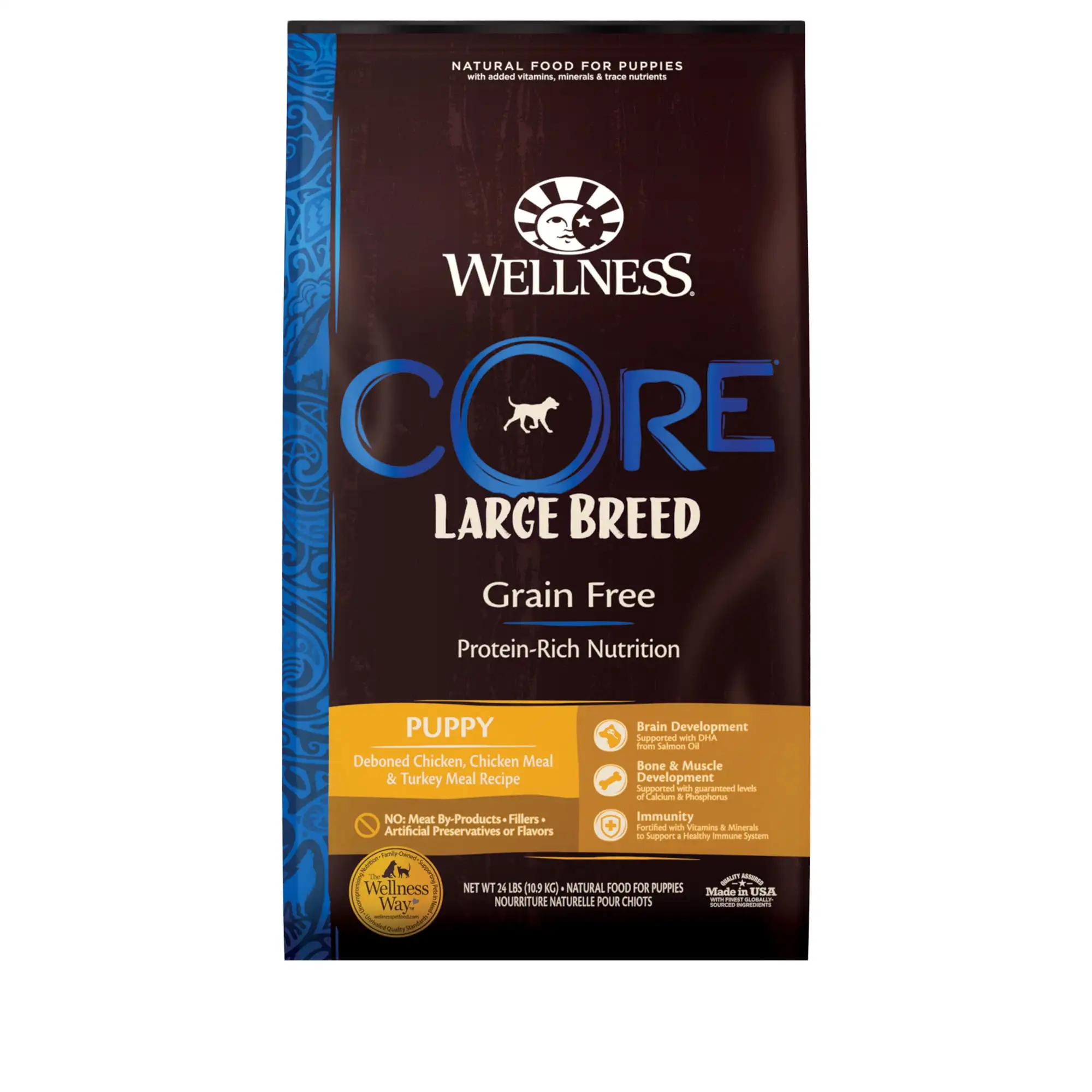 Wellness CORE Natural Grain Free Dry Puppy Food. Large Breed Puppy. 24-Pound Bag