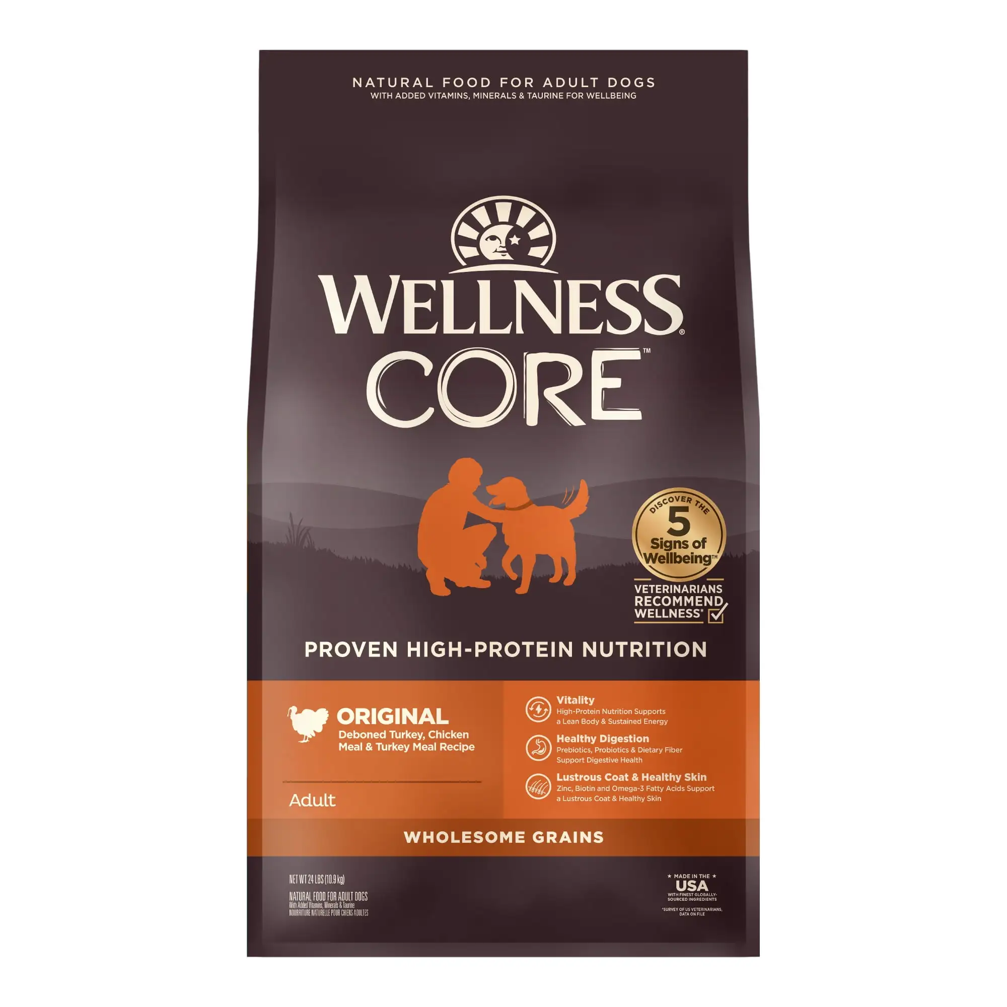 Wellness CORE Wholesome Grains Dry Dog Food. Original Recipe. 24 Pound Bag