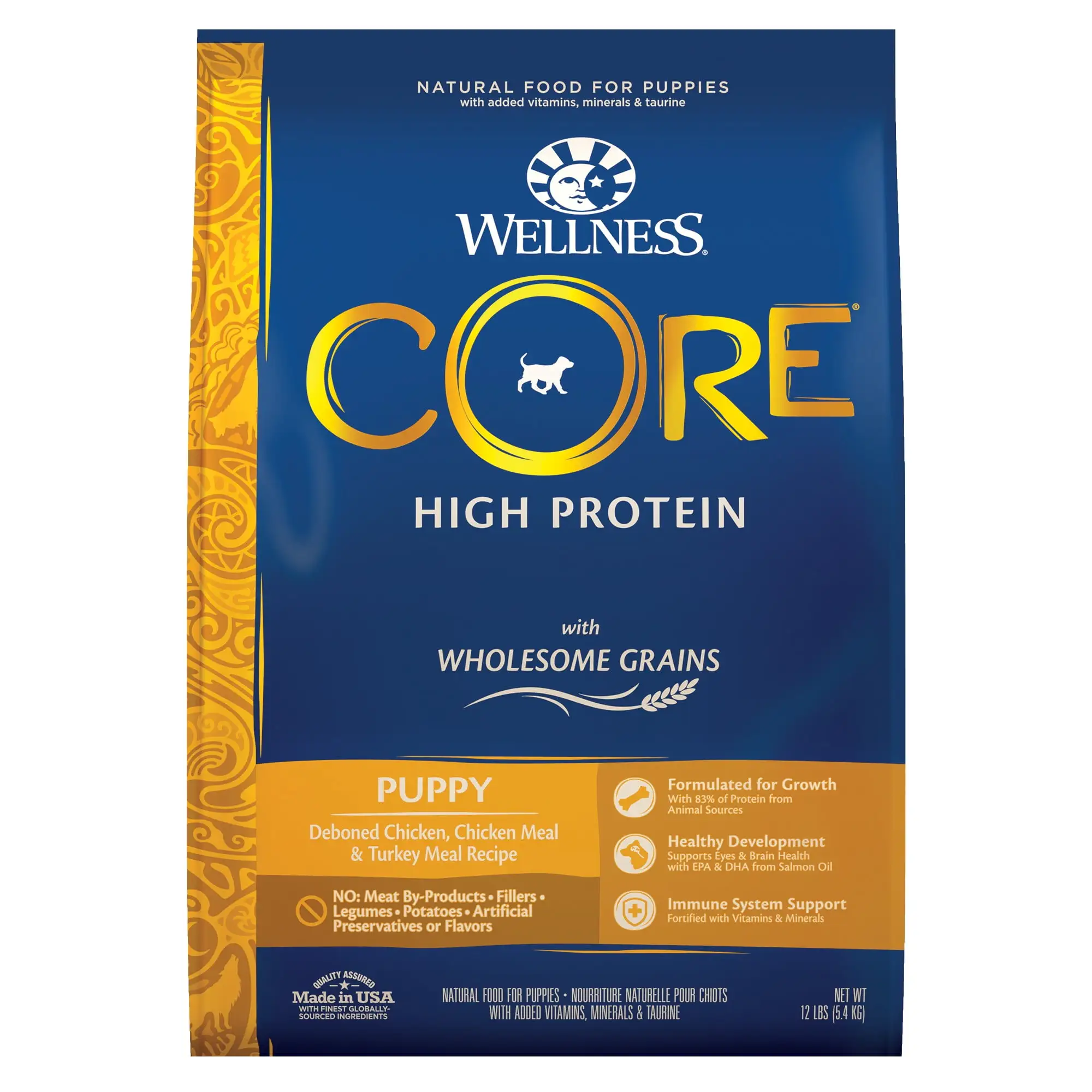 Wellness CORE Wholesome Grains Dry Dog Food. Puppy Recipe. 12 Pound Bag