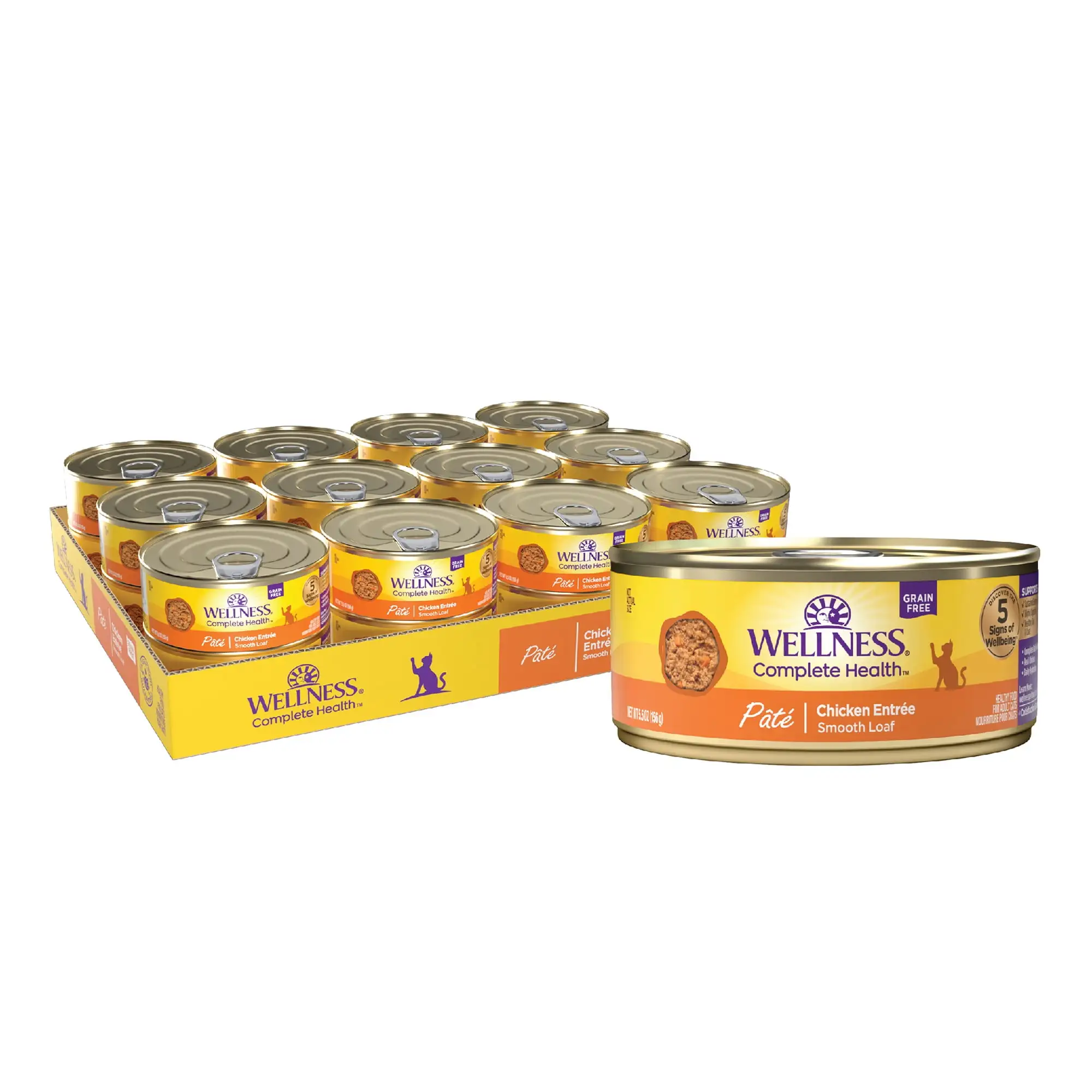 Wellness Complete Health Grain Free Canned Cat Food. Chicken Pate. 5.5 Ounces (Pack of 24)