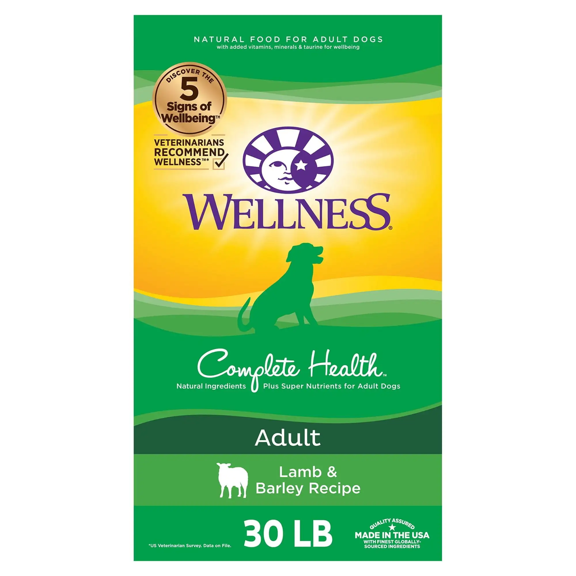 Wellness Complete Health Natural Dry Dog Food. Lamb & Barley. 30-Pound Bag