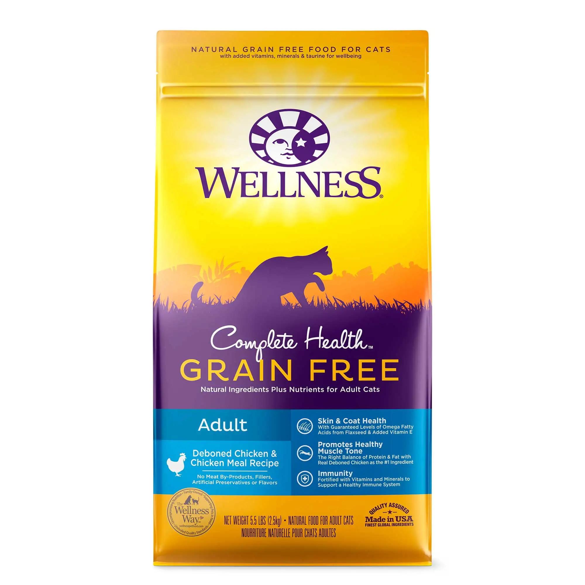 Wellness Complete Health Natural Grain Free Deboned Chicken & Chicken Meal Dry Cat Food. 5.5 Pound Bag