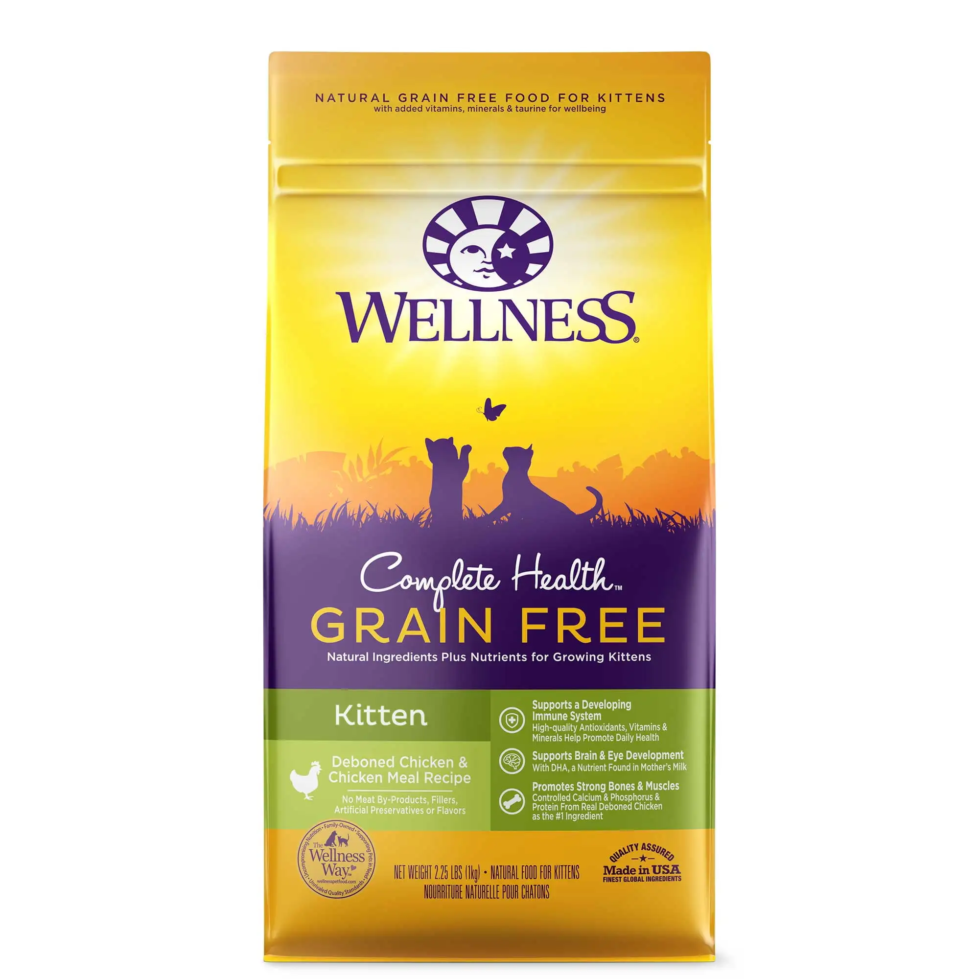 Wellness Complete Health Natural Grain Free Deboned Chicken & Chicken Meal Dry Kitten Food. 2.25 Pound Bag