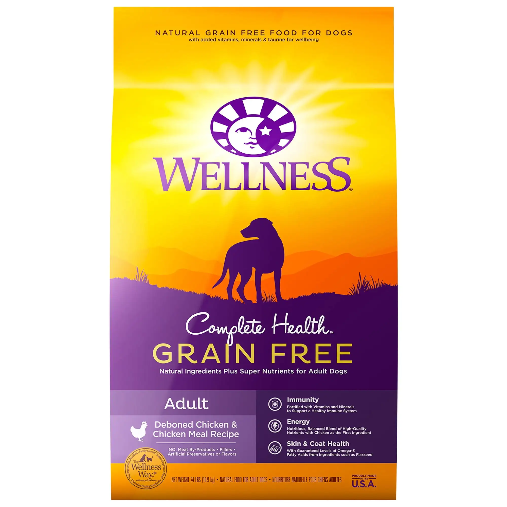 Wellness Complete Health Natural Grain Free Dry Dog Food. Chicken Recipe. 24-Pound Bag