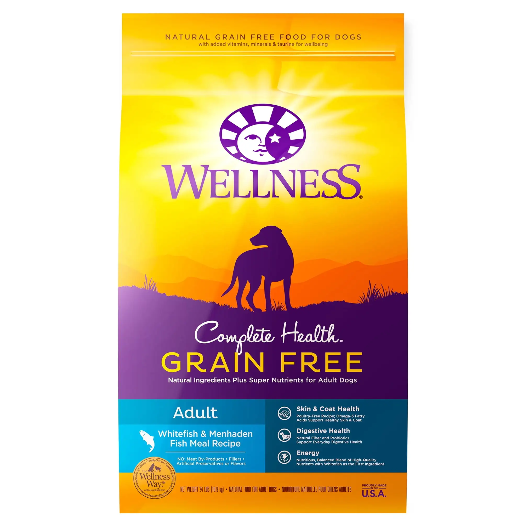 Wellness Complete Health Natural Grain Free Dry Dog Food. Whitefish Recipe. 24-Pound Bag