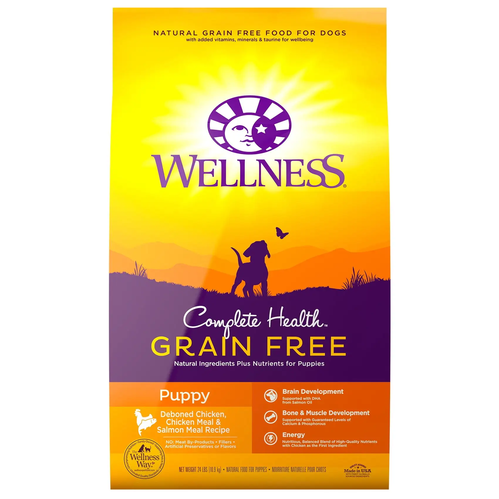 Wellness Complete Health Natural Grain Free Puppy Dry Dog Food. Chicken & Salmon. 24-Pound Bag