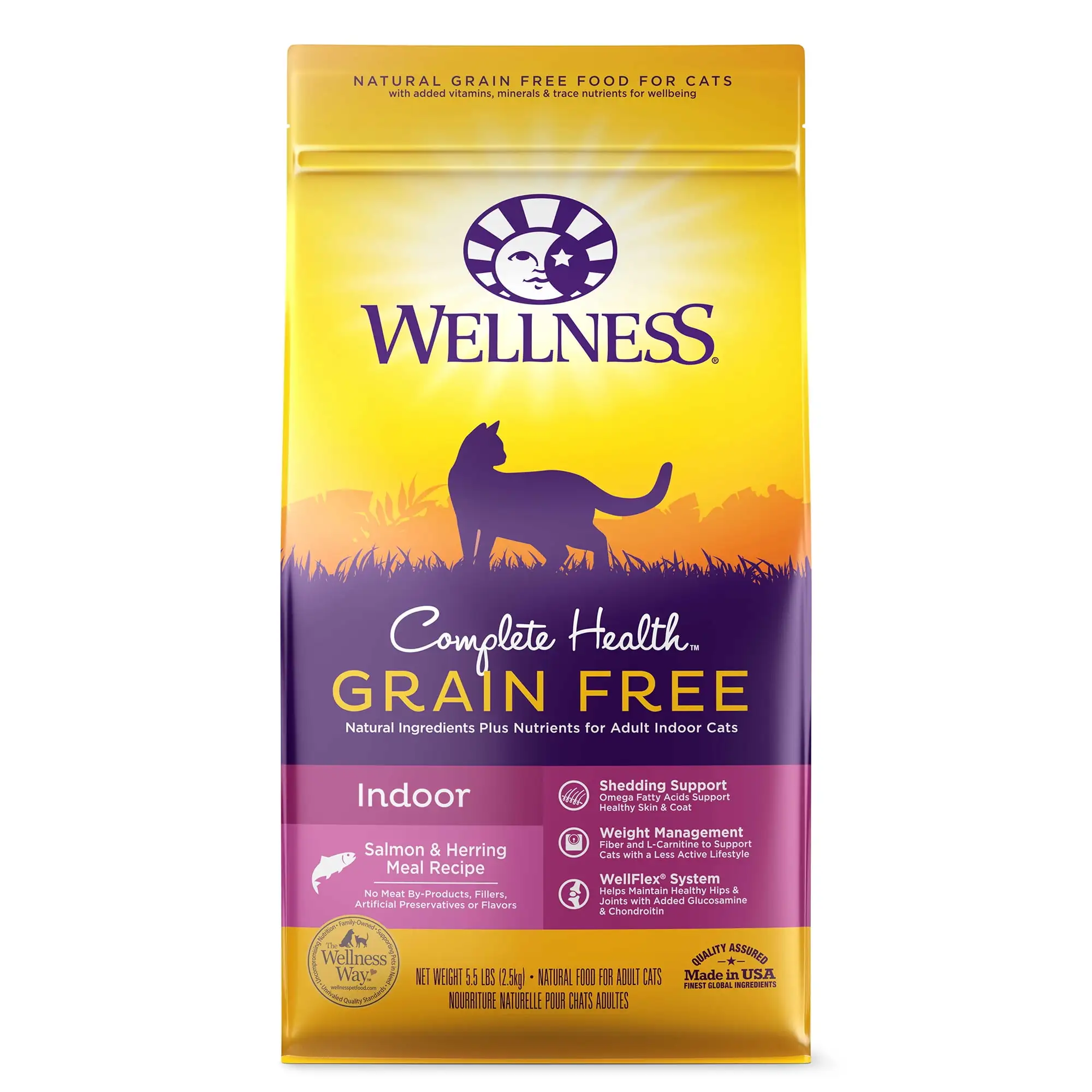 Wellness Complete Health Natural Grain Free Salmon & Herring Indoor Dry Cat Food. 5.5 Pound Bag