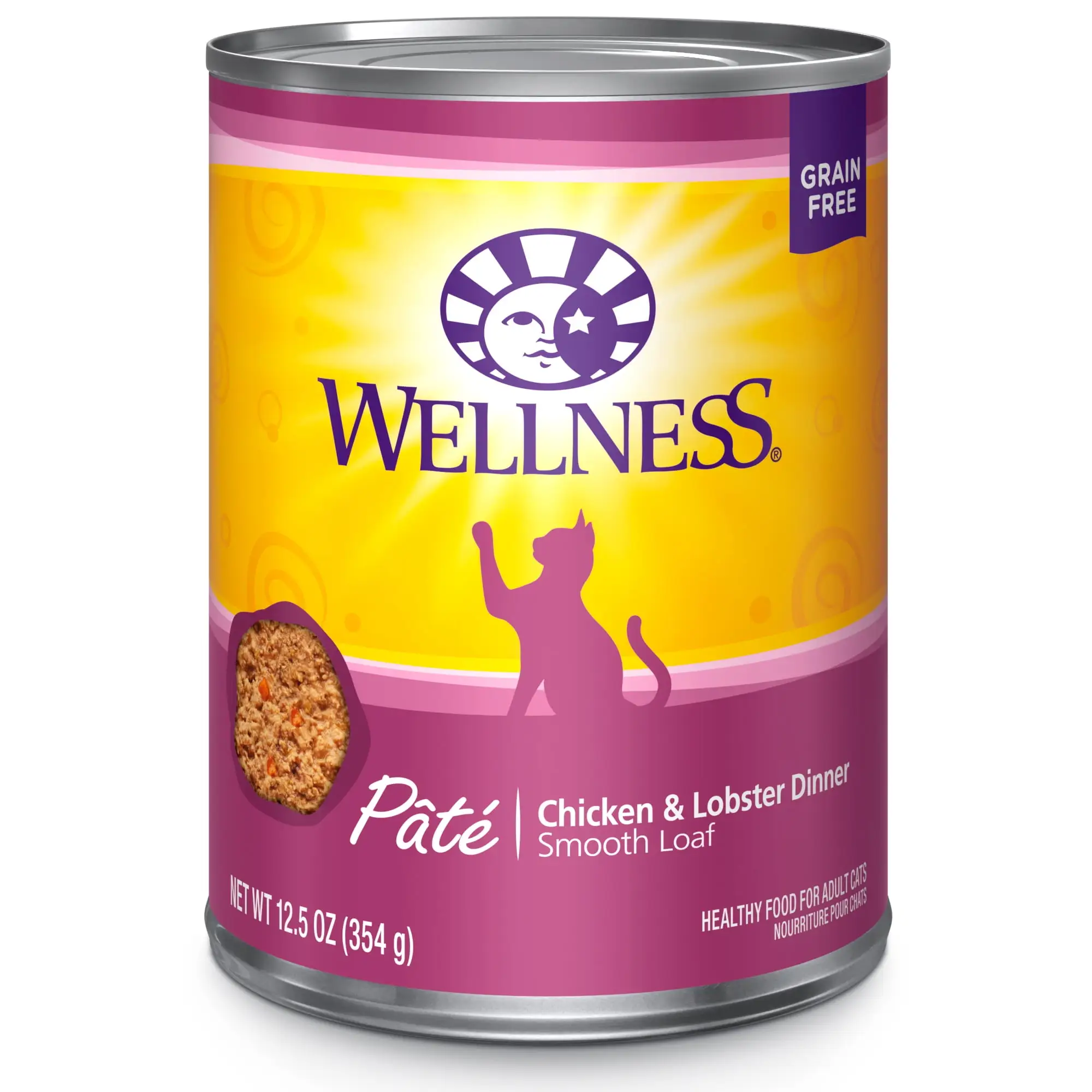 Wellness Complete Health Natural Grain Free Wet Canned Cat Food. Chicken & Lobster Pate. 12.5-Ounce Can (Pack of 12)