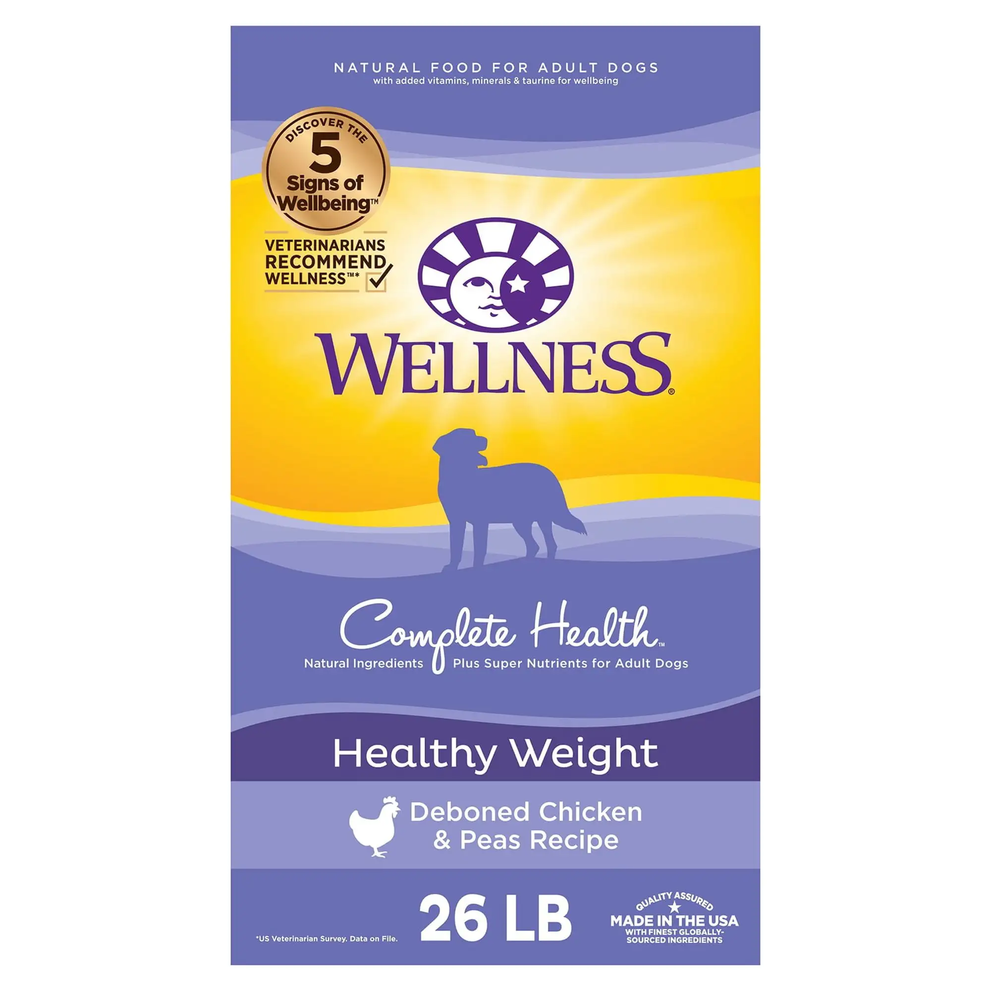 Wellness Complete Health Natural Healthy Weight Dry Dog Food. Chicken & Peas. 26-Pound Bag