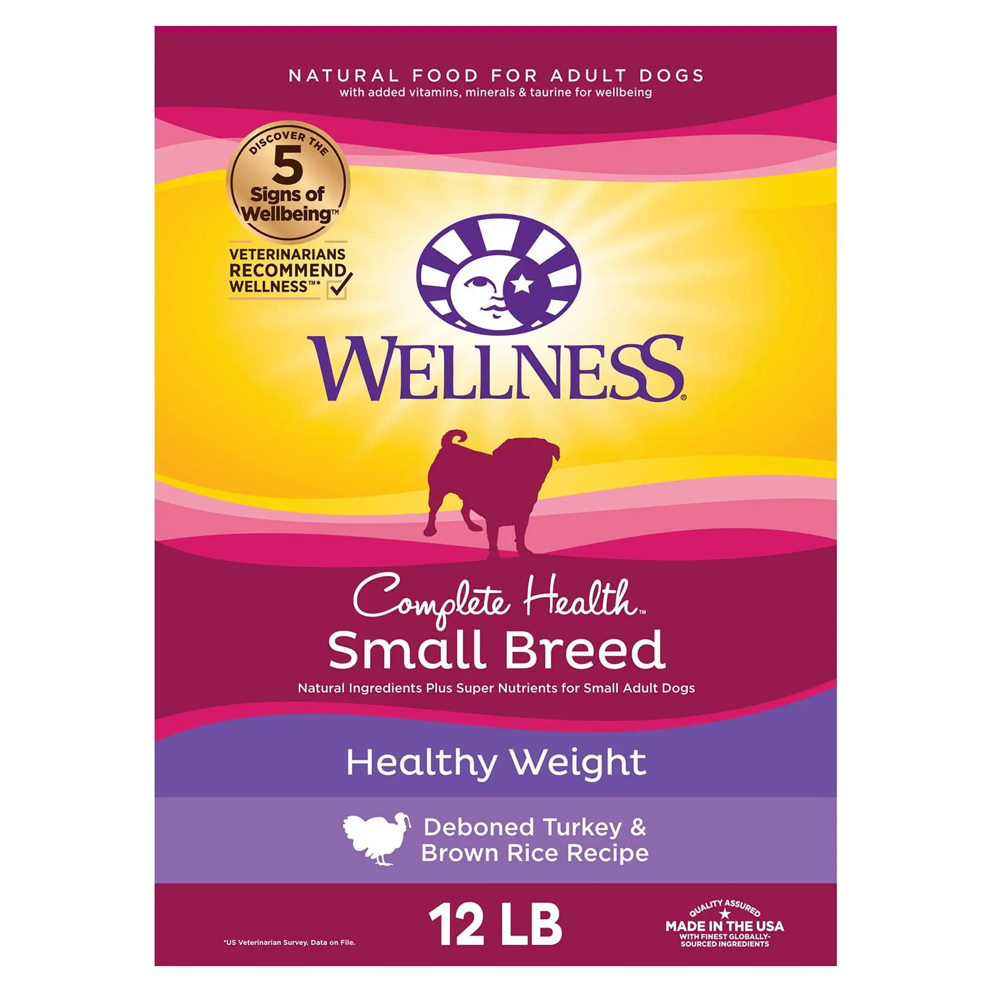 Wellness Complete Health Natural Small Breed Healthy Weight Dry Dog Food. Turkey & Rice. 12-Pound Bag