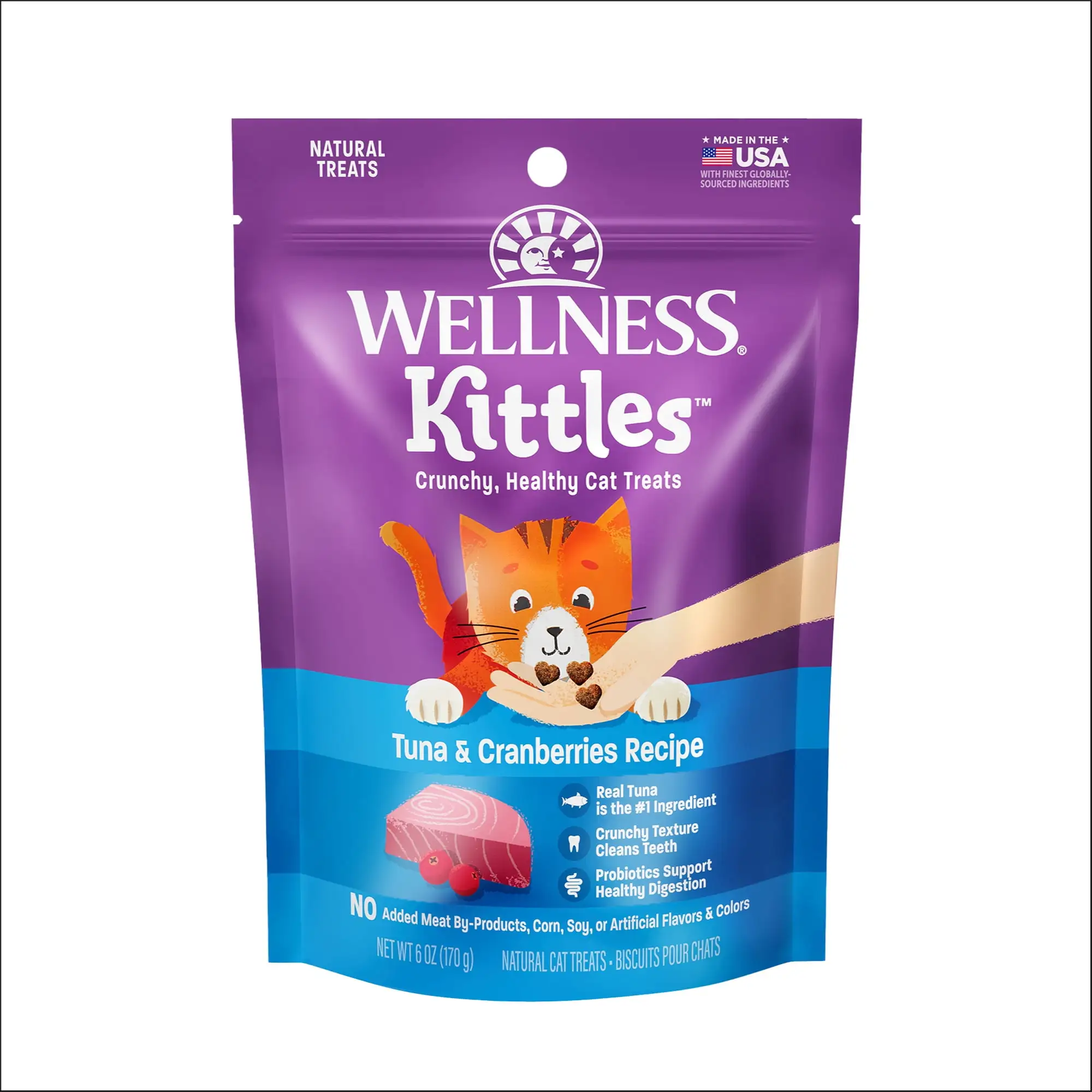 Wellness Kittles Natural Grain Free Cat Treats. Tuna & Cranberries. 6-Ounce Bag