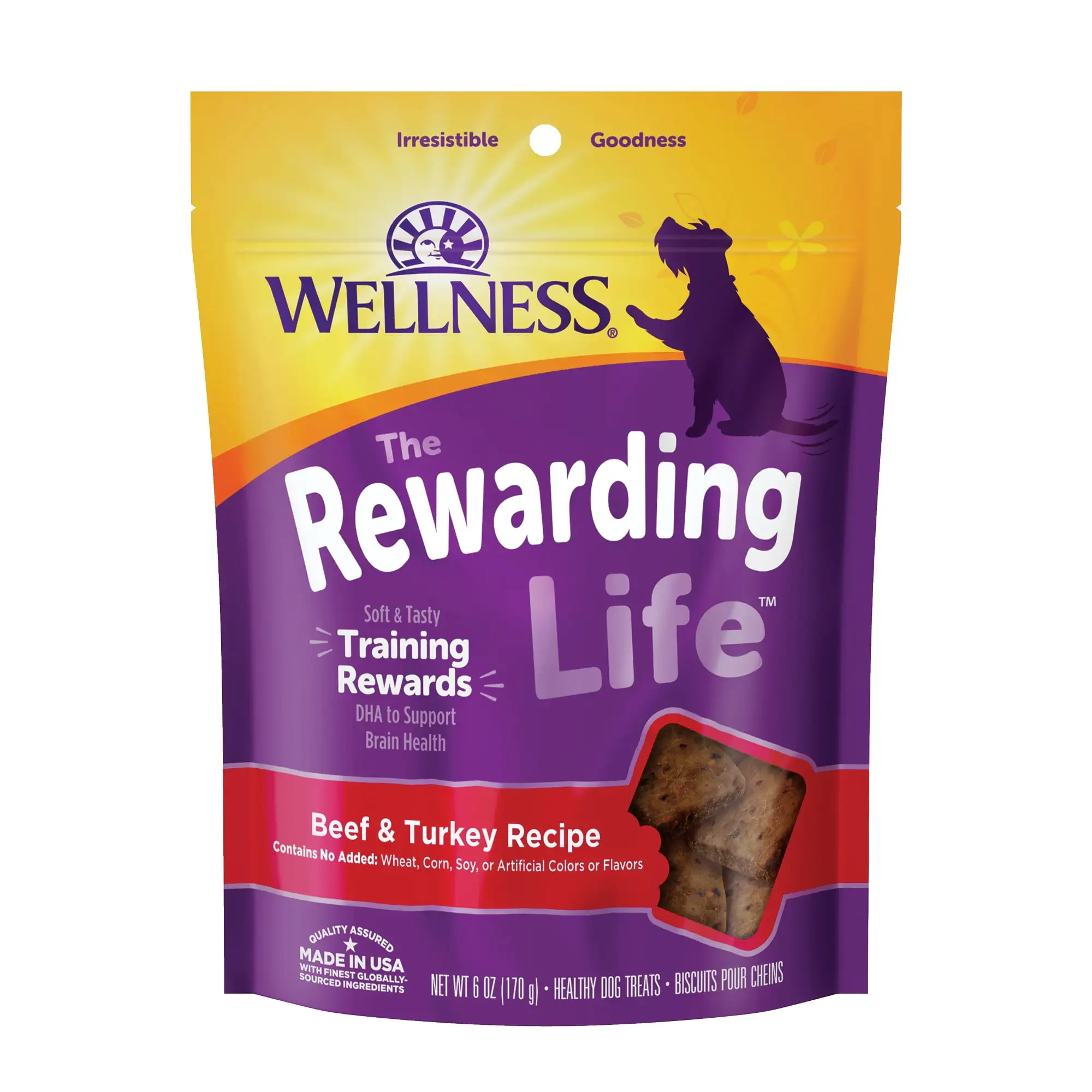 Wellness Rewarding Life Soft & Chewy Dog Treats. Grain Free. Beef & Turkey. 6 Ounce Bag