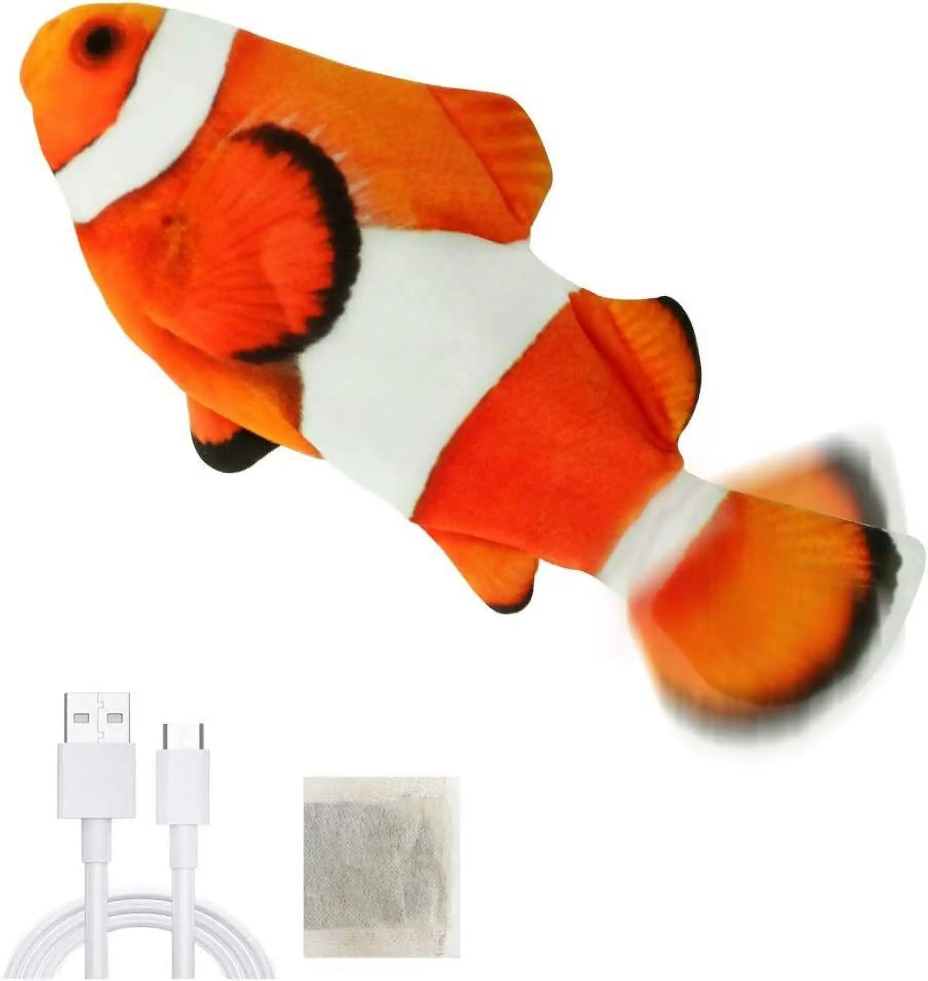 Welltop Electric Toy Fish for Cat Interactive Toy USB Electric Plush Fish Kicker.with Catnip. Funny Cat Chew Toy for Teeth Cleaning