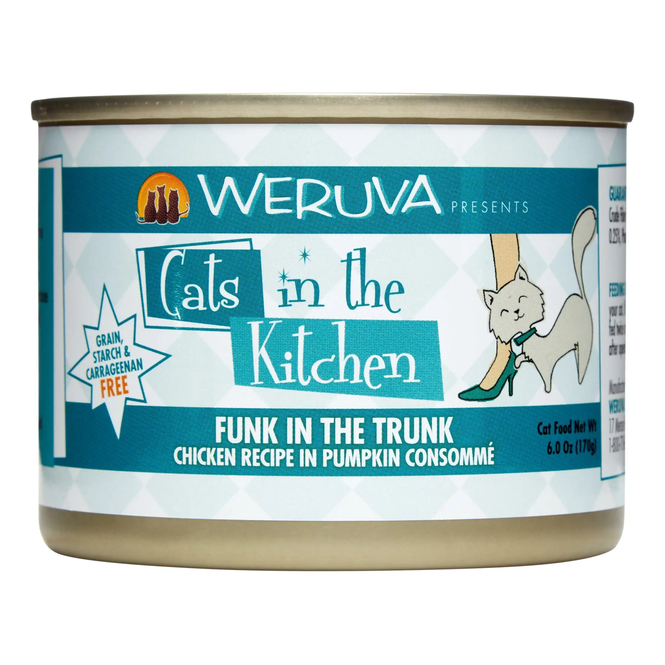 Weruva Cats in the Kitchen Grain-Free Funk in the Trunk Chicken & Pumpkin Consomme Recipe Wet Cat Food. 6 Oz. 24 Ct