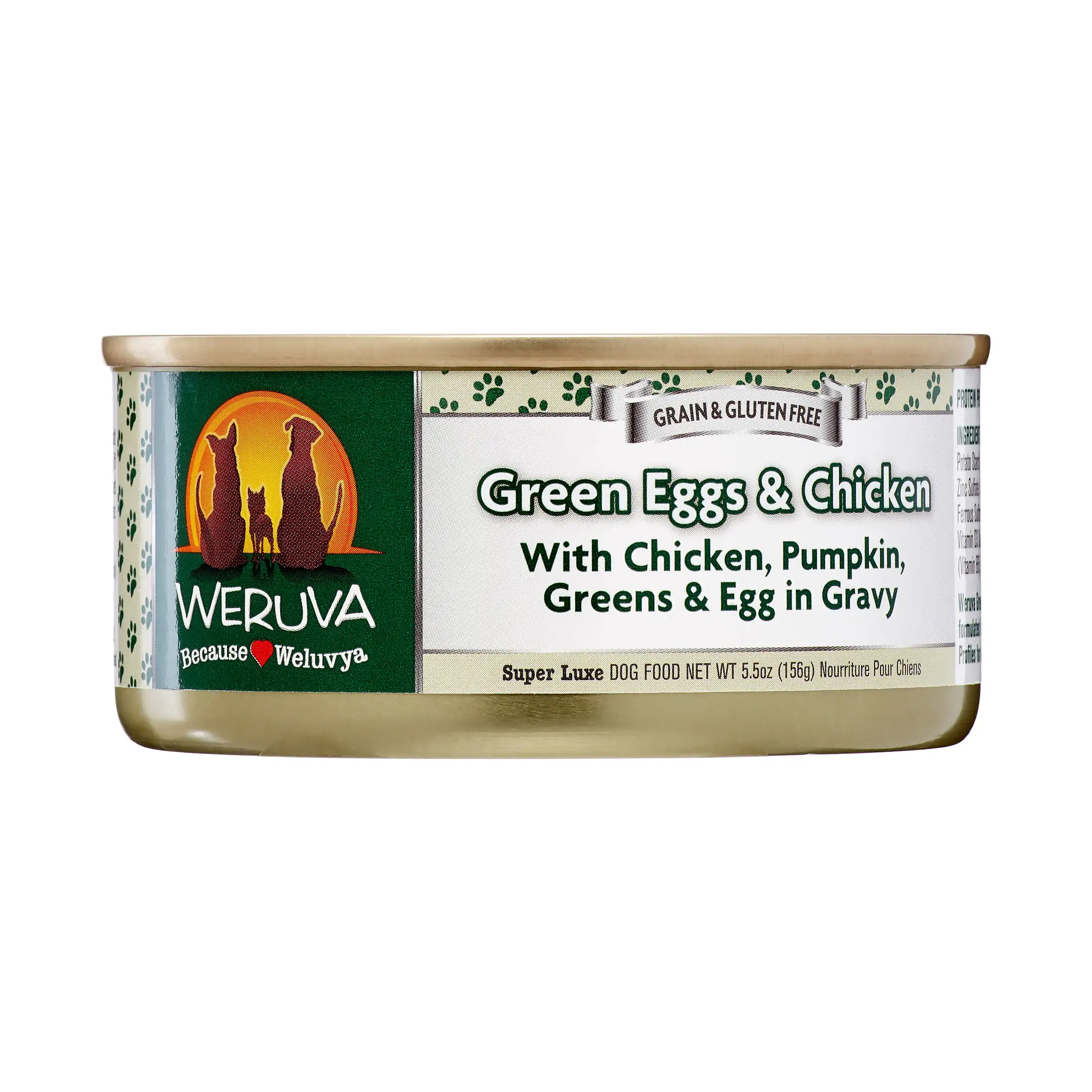 Weruva Human Style Grain-Free Green Eggs & Chicken with Chicken. Pumpkin. Greens & Egg Wet Recipe Dog Food. 5.5 Oz. 24 Ct