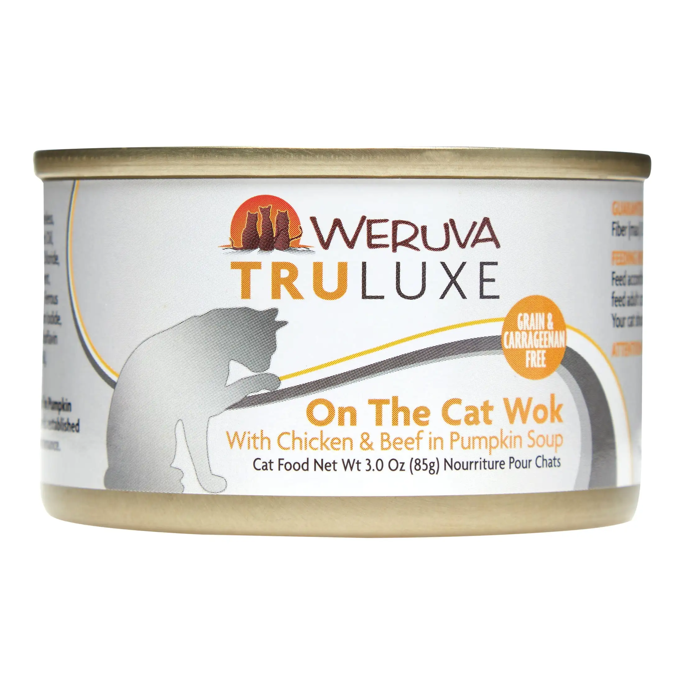 Weruva TruLuxe On The Cat Wok with Chicken & Beef in Pumpkin Soup Recipe Grain-Free Wet Cat Food. 3 oz. Cans (24 Pack)