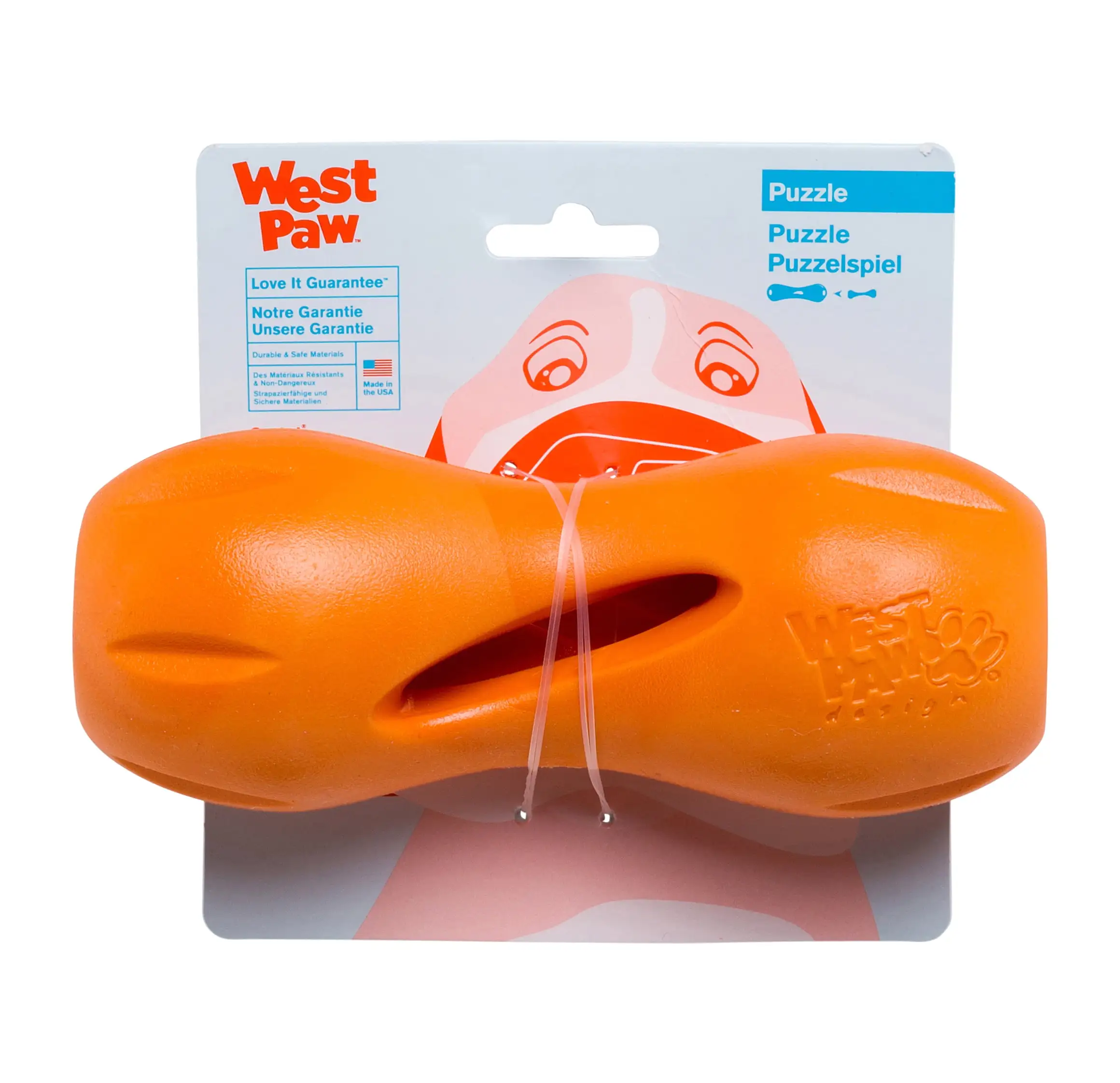 West Paw Zogoflex Qwizl Large 6.5 Dog Toy Tangerine