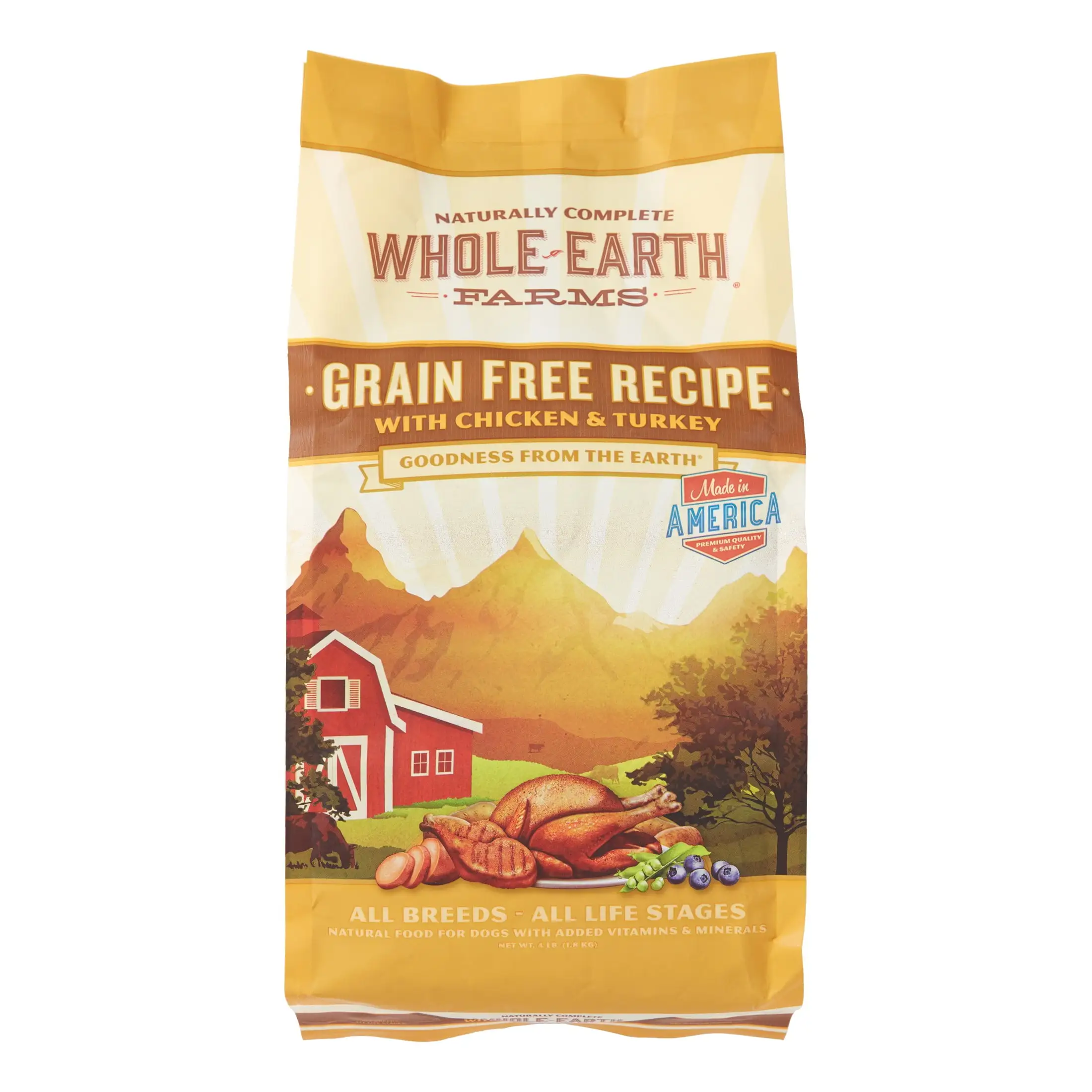 Whole Earth Farms Grain-Free Chicken & Turkey Recipe Dry Dog Food. 4 lb