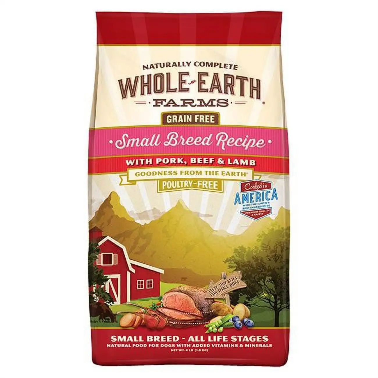 Whole Earth Farms Grain-Free Small Breed Pork. Beef & Lamb Dry Dog Food. 4 lb