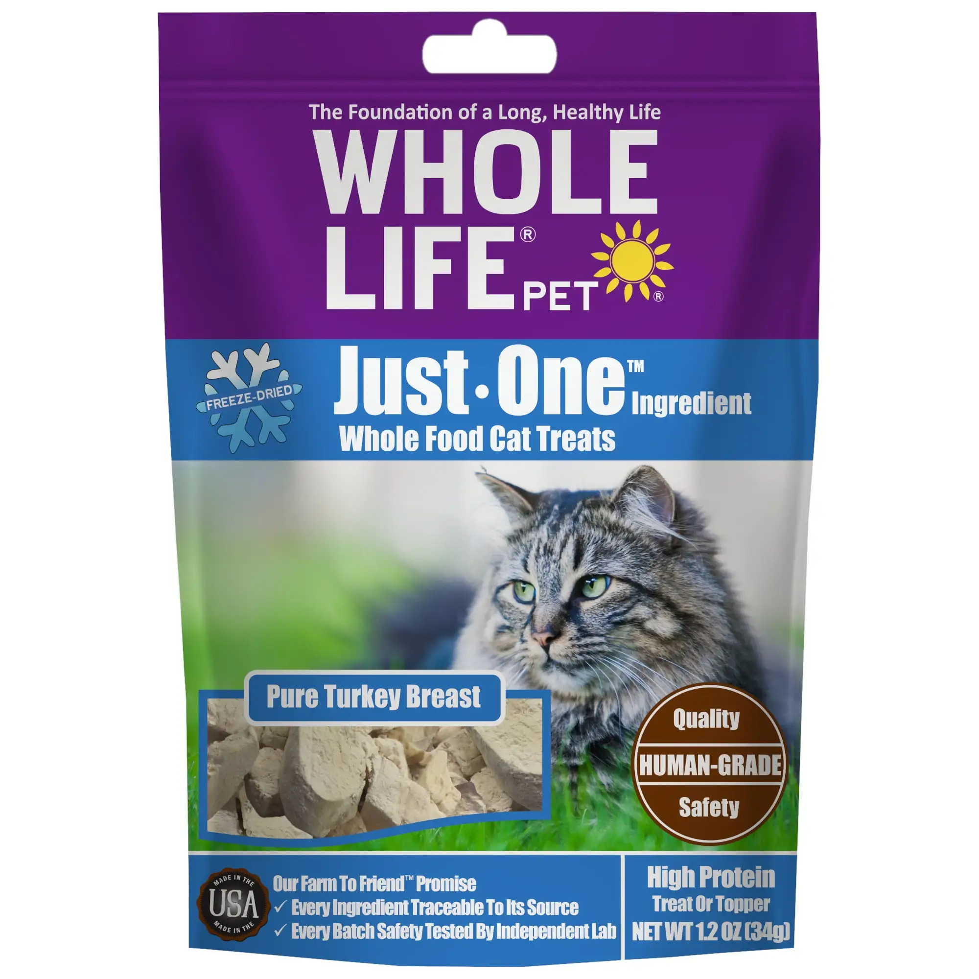 Whole Life Pet Just One Ingredient Turkey Treats for Cats. 1.2oz