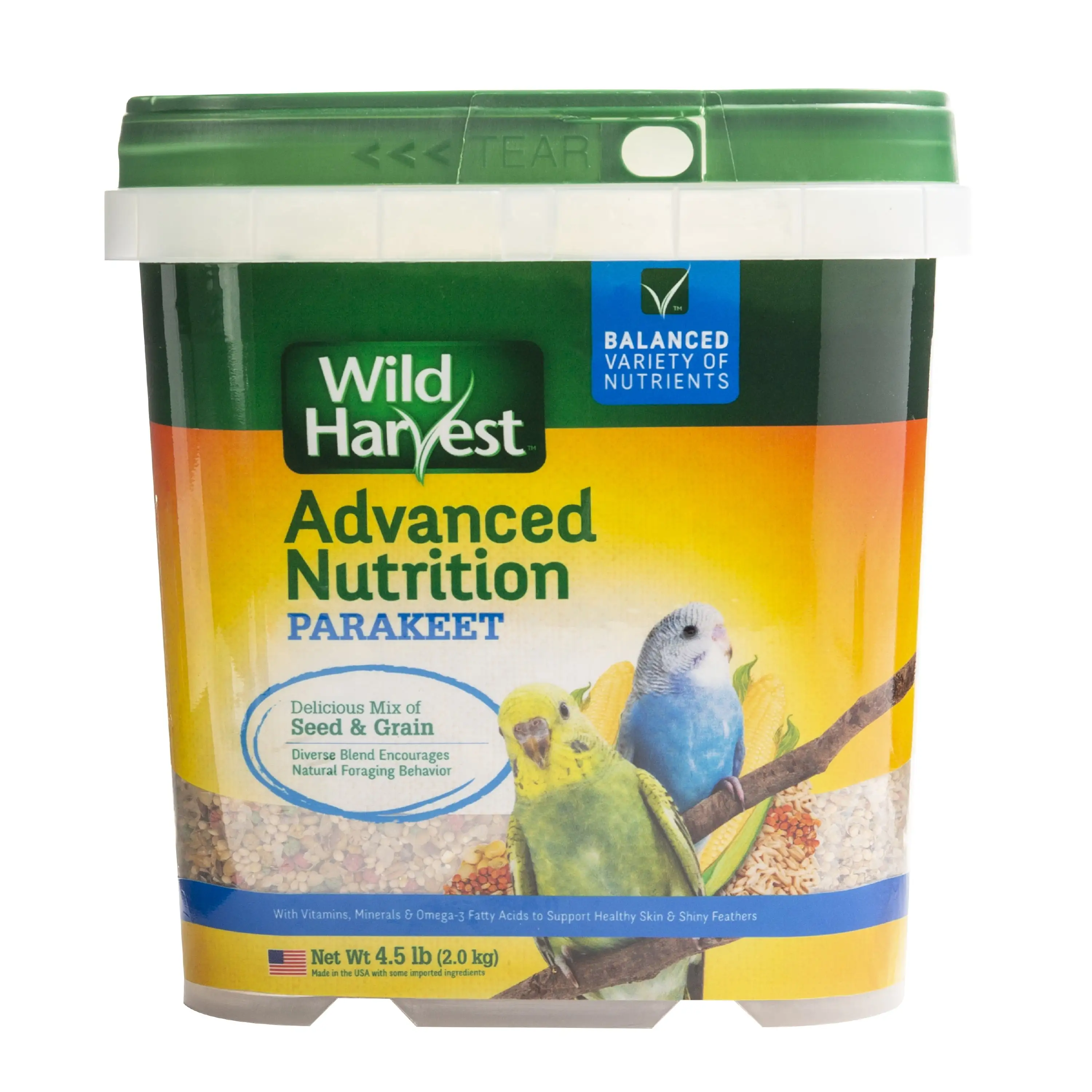 Wild Harvest Advanced Nut Diet. for Parakeets. 4.5 lbs