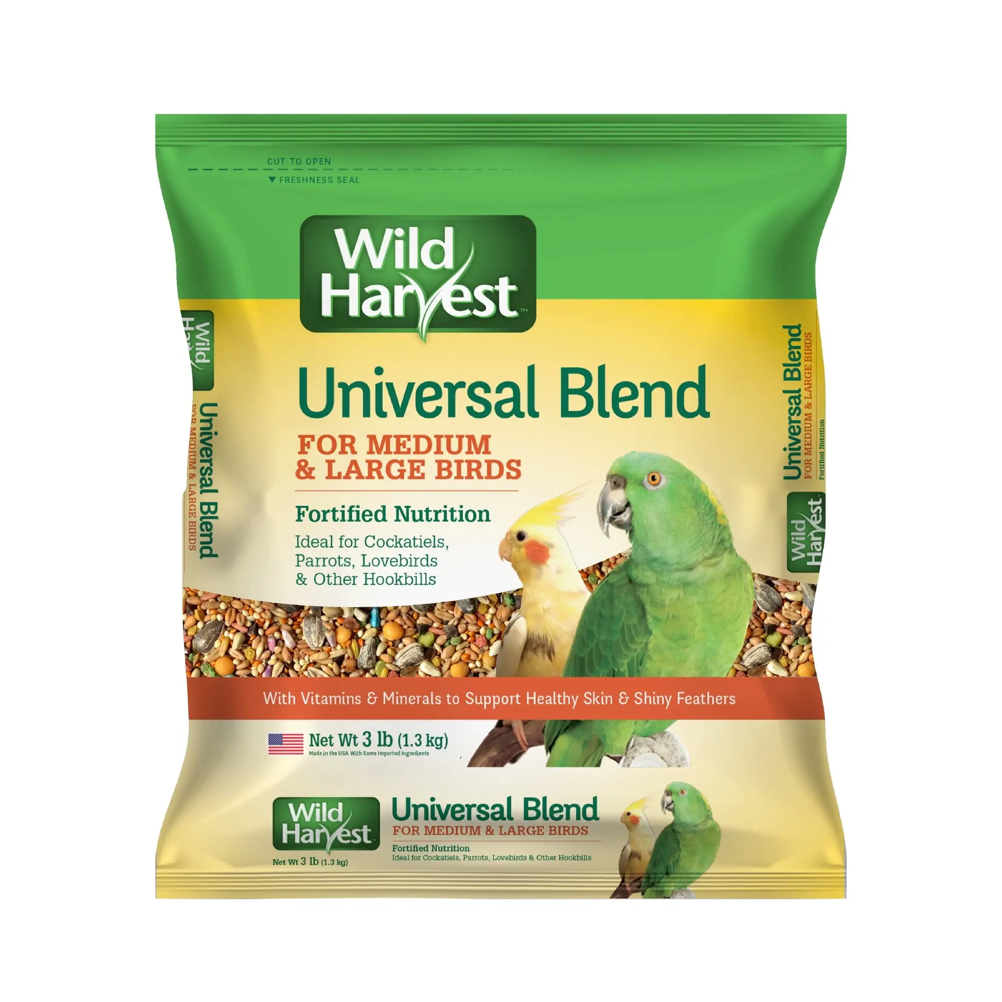 Wild Harvest Universal Blend For Medium And Large Birds 3 Pounds. Fortified Nutrition