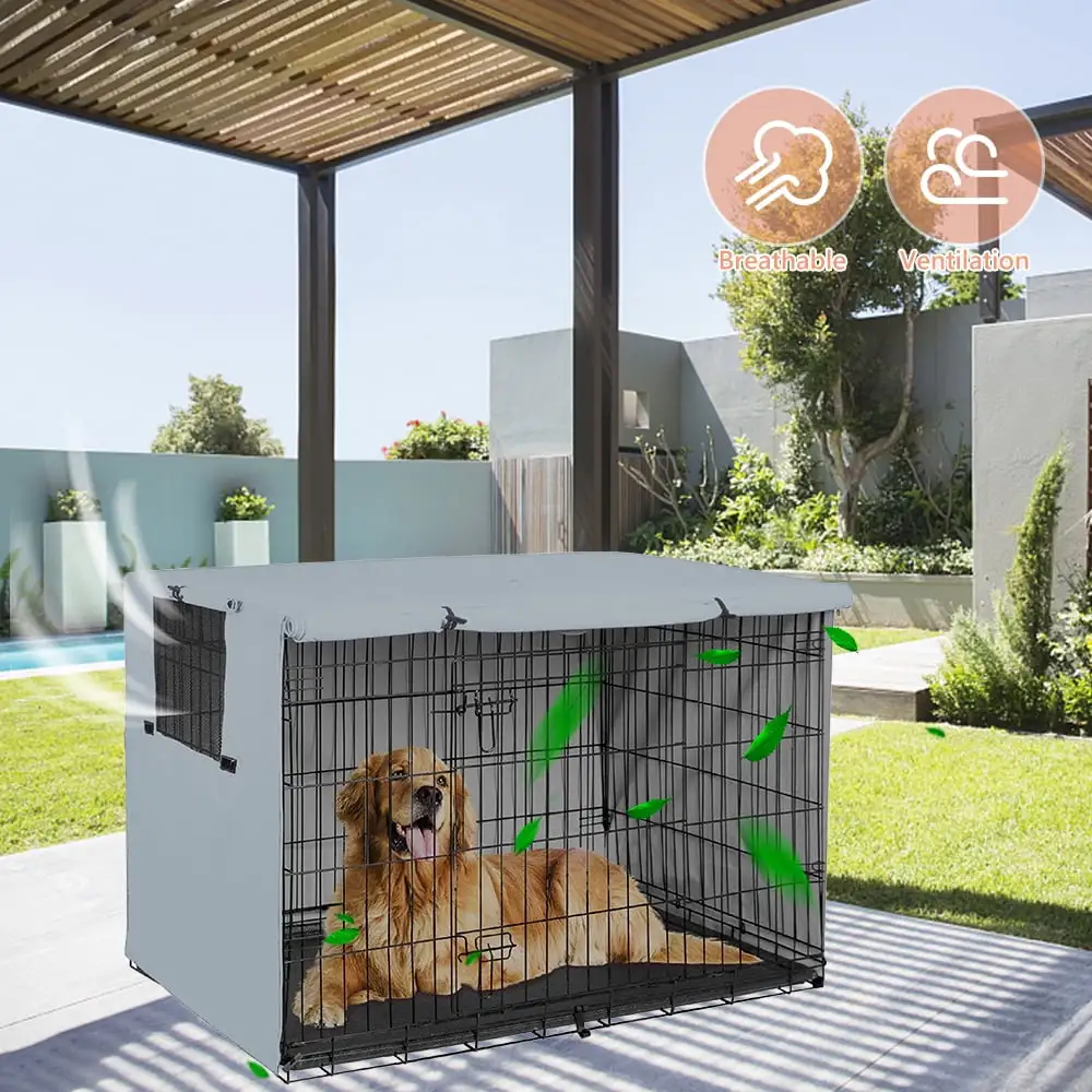 Willstar Dog Crate Cover Windproof Pet Kennel Cover Universal Privacy Pet Kennel Cage Covering Breathable Double Door Dog Crate Cloth Cover