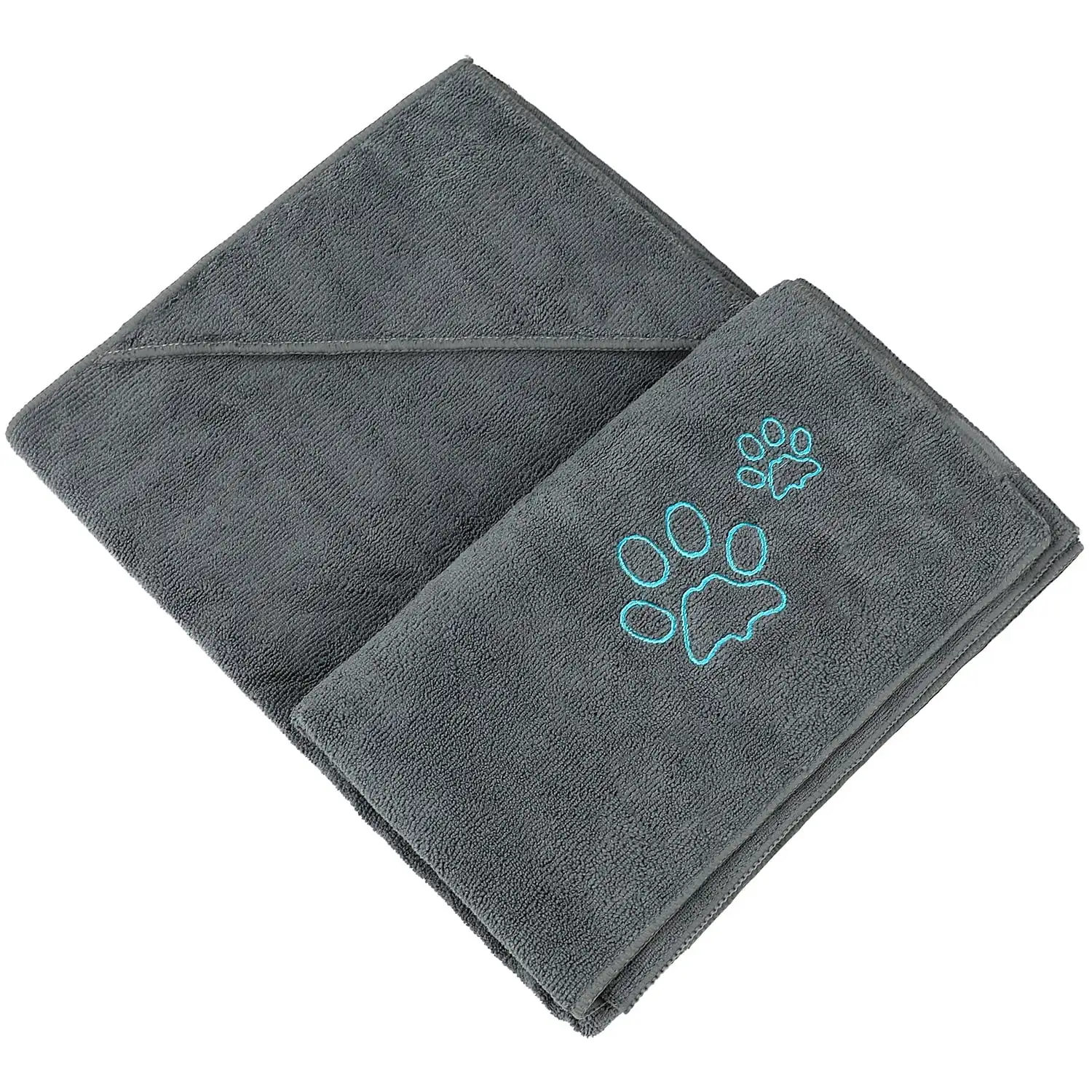 Winthome Dog Towel Pet Doggy Bath Towel Microfiber Super Absorbent Drying Shower Towel Ultra-Absorbent Washable Gray 30*37in for Dogs Cats Bathing Cleaning Grooming