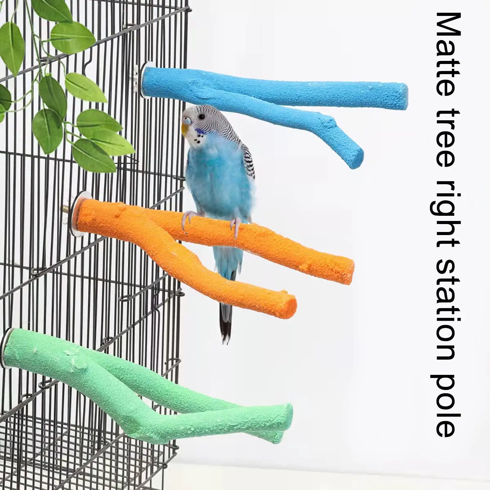 Wood Bird Stand Perch Natural Tree Branch Paw Grinding Standing Climbing Toy Cage Accessories for Small and Medium Parrots Parakeets Cockatiels Lovebirds Sun Conures